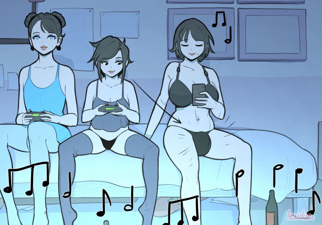 [Lewdua] Alice and Alison Playing Games with the Secret Lover at Night