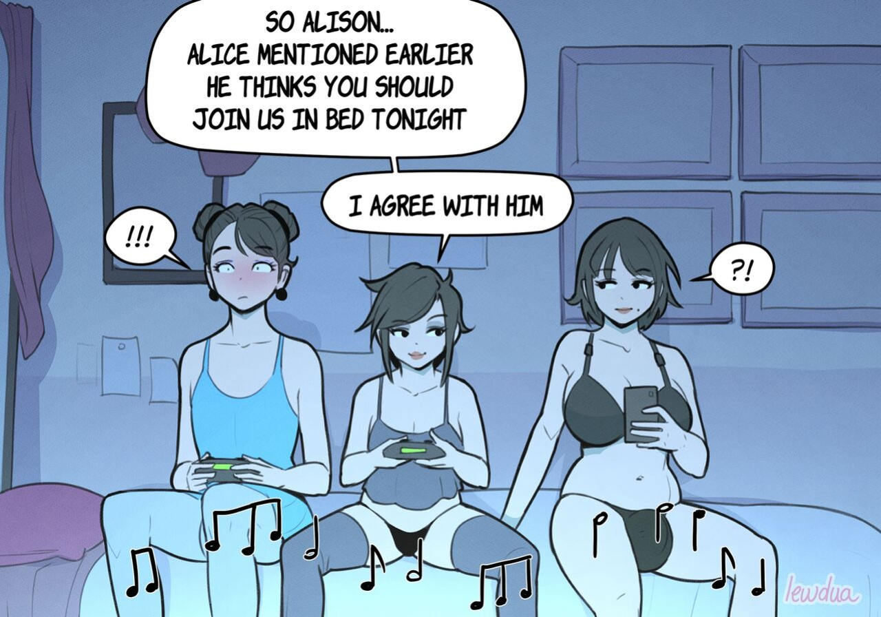 [Lewdua] Alice and Alison Playing Games with the Secret Lover at Night