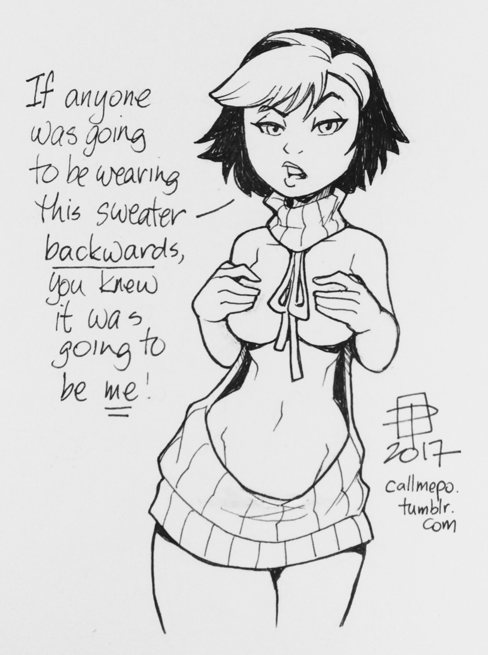 Callmepo - Short Shorts + Virgin Killer Sweater