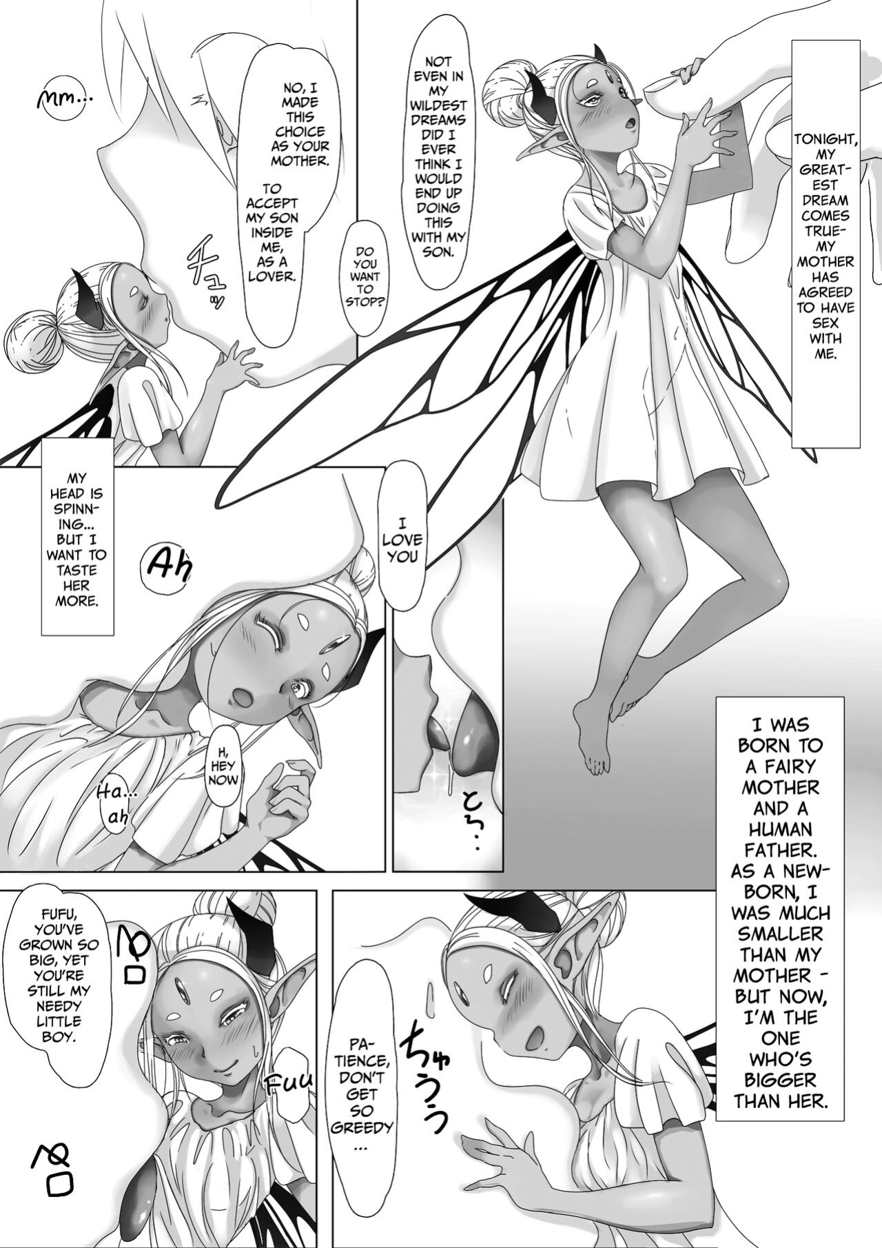 [Gelatin Utopia (Funakura)] Yosei no Haha ga Musuko Ochinchin to Nama Koubi shite Haranjau Ohanashi | The Story of a Fairy Mother Mating with her Son until she's Pregnant with his Child {Bigk40k}