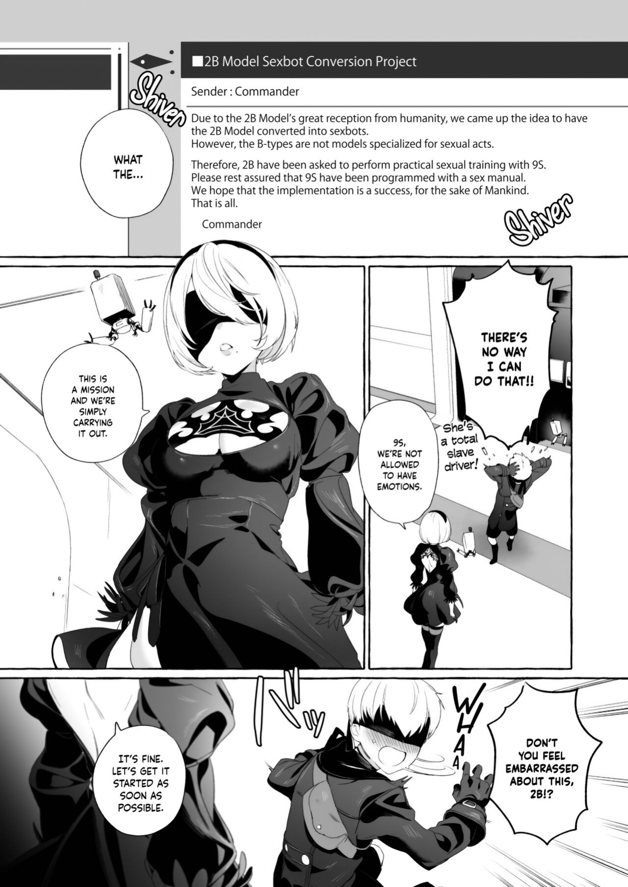 [Ozitan Yasan (Mameojitan)] 2B Model Sexaroid-ka Keikakusho｜2B Model Sexbot Conversion Project (NieR:Automata) [Nishimaru]