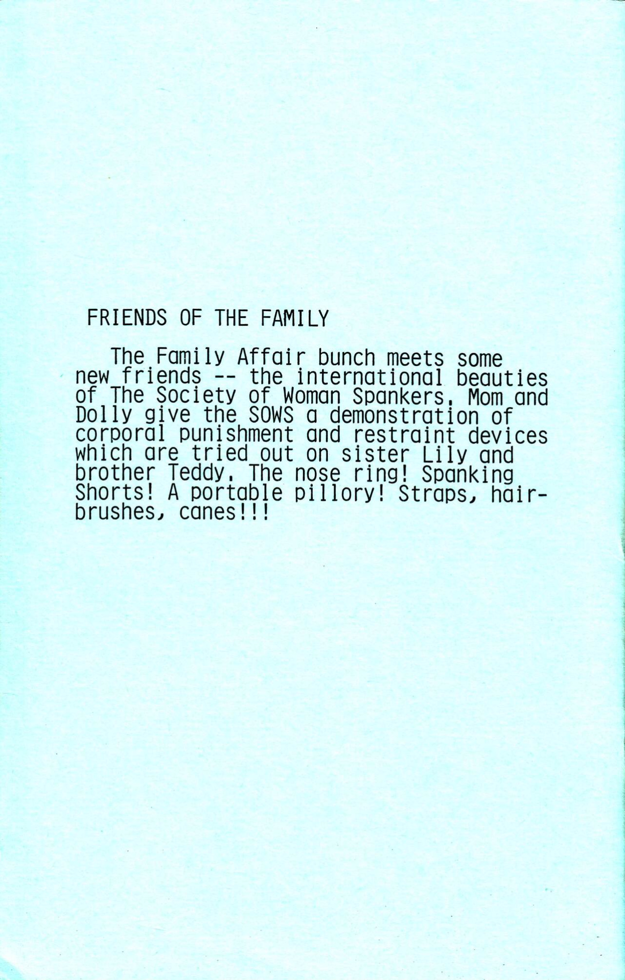 ERIC STANTON Family Affair 16: Friends of the Family