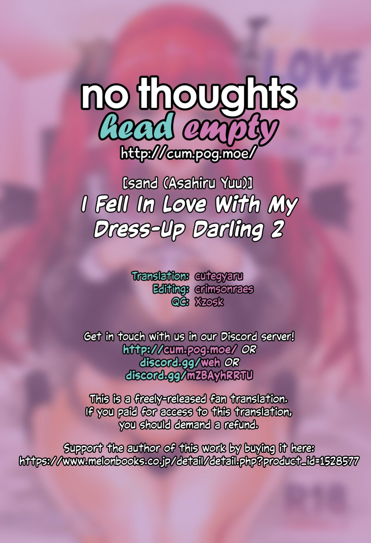 (C100) [sand (Asahiru Yuu)] Sono Bisque Doll ni Boku wa Koi o Shita 2 | I Fell in Love with my Dress-Up Darling 2 (Sono Bisque Doll wa Koi o Suru) [head empty]