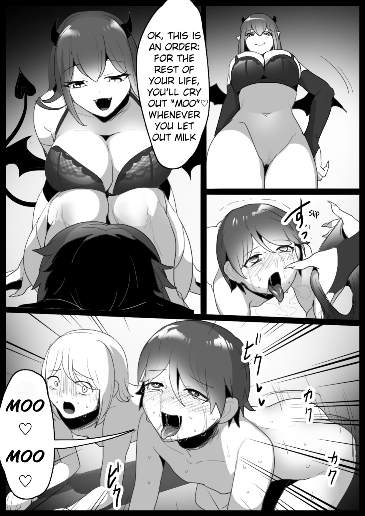 [Permission (Toppogi)] Sakubatsu ~Succubus Shimai ni Kachiku ni sarete Ochinchin o Shiborasechau Ohanashi~ | Sakubatsu ~Turned into Livestock and Getting our Penises Milked by Succubus Sisters~ (Pangean)