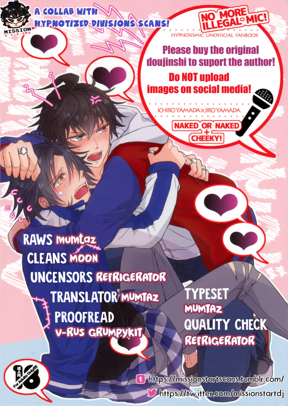 (Crazy Lyric Battle Shitou Kettou Zenjinmitou) [CHEEKY!, NAKED OR NAKED (Kase, Ega-chan)] Yatte Sou de Yattenai Ichido Hayatte Mitakatta Ihou Mic (Hypnosis Mic) [Hypnotized Division Scans, Mission Start Scans] [Incomplete]