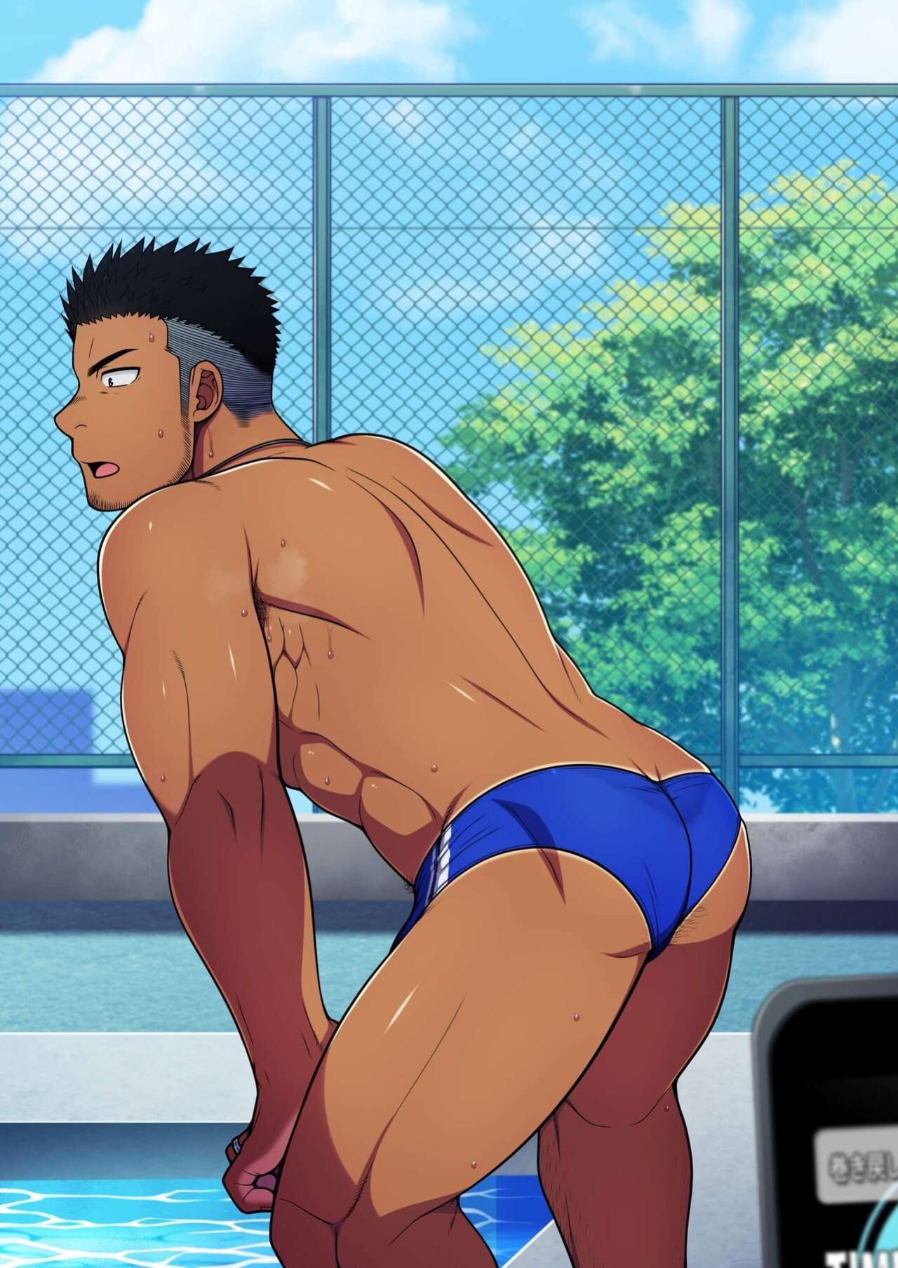 [LUNATIQUE (Futase Hikaru)] Seikan Link ~Kankaku Kyouyuu Appli de Suieibu no Coach to Ore no na Bubun o Tsunaide Shigeki Shite Mita. [ENGLISH]