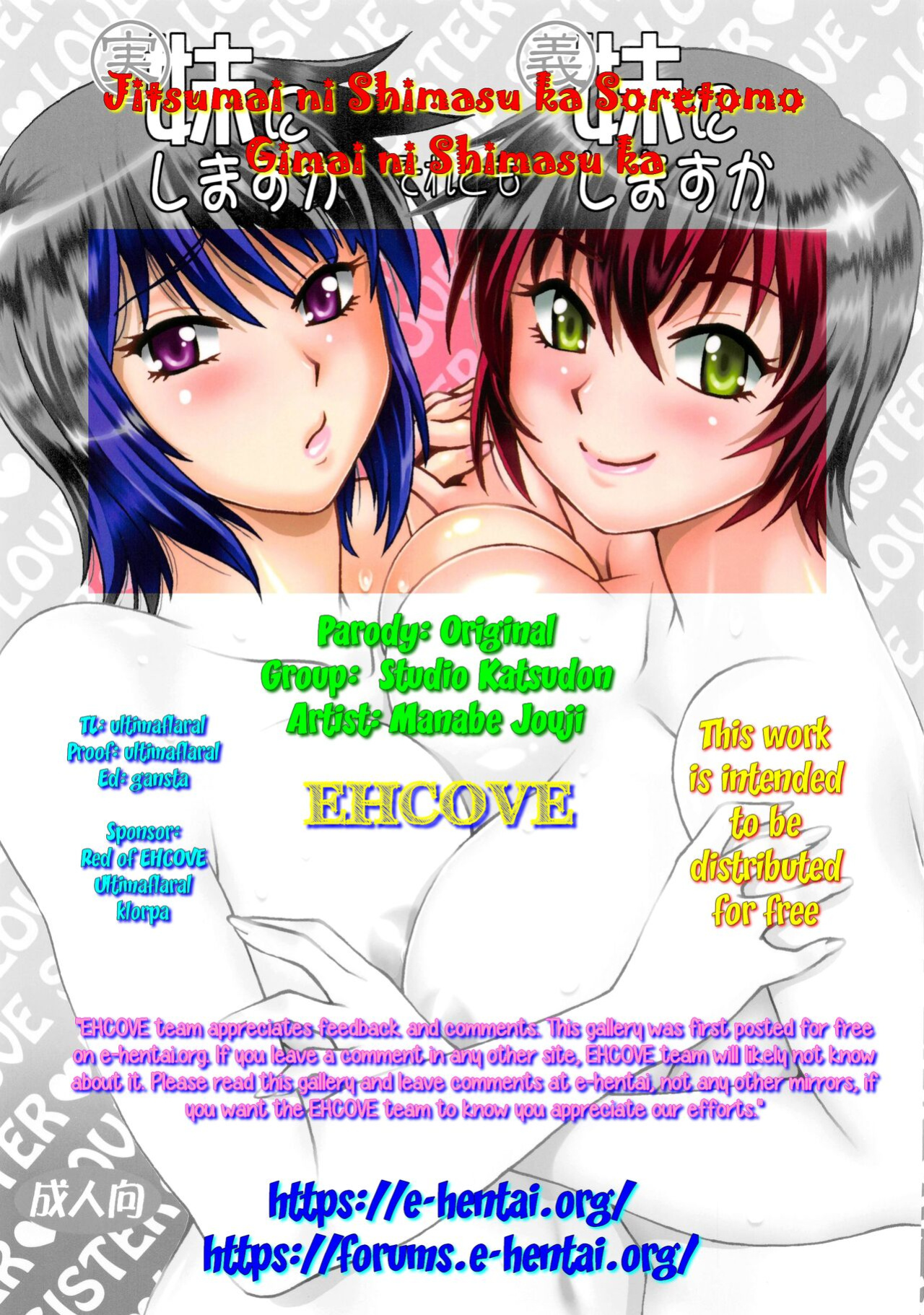 (C94) [Studio Katsudon (Manabe Jouji)] Jitsumai ni Shimasu ka Soretomo Gimai ni Shimasu ka | With your REAL SISTER? Or perhaps, with your STEP SISTER? [EHCOVE]