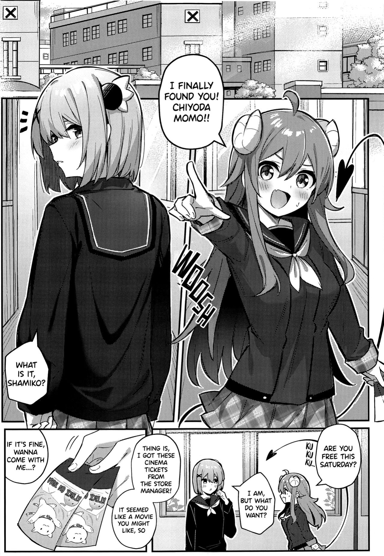 (Natsu no Doujinsai 2022) [Bochi Bochi no Ki (Borusiti)] Momo-chan Yamiochi Shita!? (Machikado Mazoku) [Scanderp Showlations]