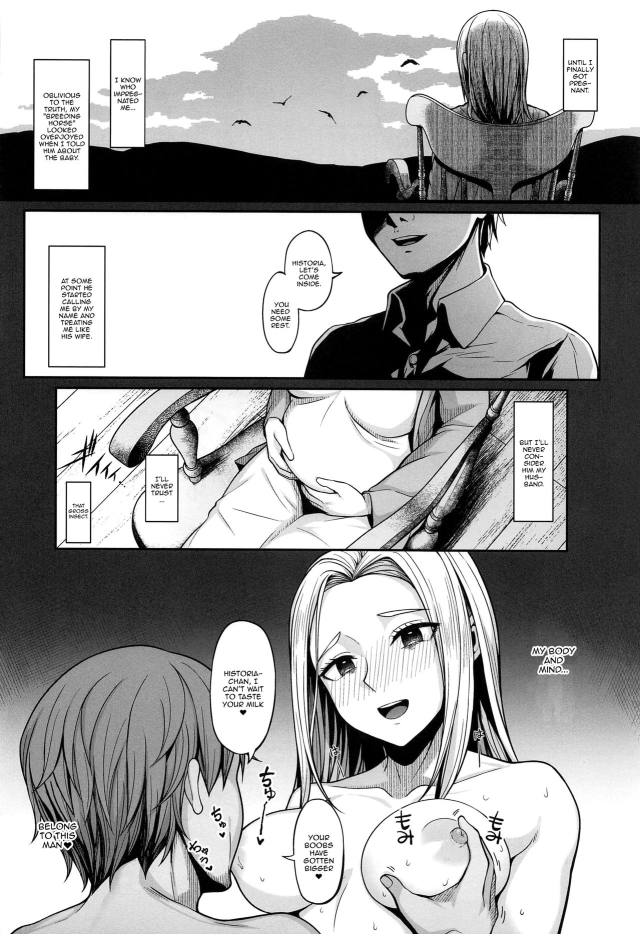 [Re:Cre@tors (Hiiragi Hajime)] Kairaku Ochi shita Botebara Joou Historia | If Historia Gives Into The Pleasure She'll Become A Pregnant Bellied Queen (Shingeki no Kyojin)