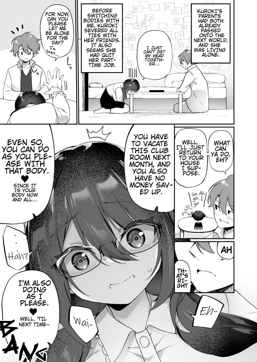 [Amuai Okashi Seisakusho (Kanmuri)] I Switched Bodies with my Large-Breasted Yandere Junior Who is Aroused Just by Hearing the Sound of My Voice! [Round Circle Translation Group]