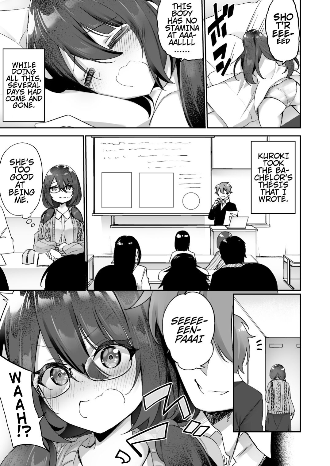 [Amuai Okashi Seisakusho (Kanmuri)] I Switched Bodies with my Large-Breasted Yandere Junior Who is Aroused Just by Hearing the Sound of My Voice! [Round Circle Translation Group]