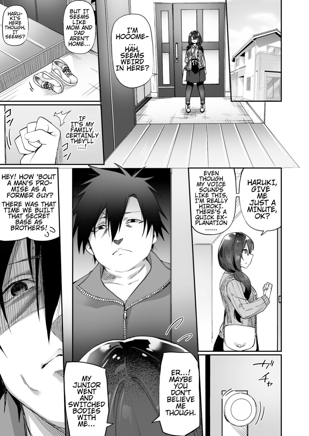 [Amuai Okashi Seisakusho (Kanmuri)] I Switched Bodies with my Large-Breasted Yandere Junior Who is Aroused Just by Hearing the Sound of My Voice! [Round Circle Translation Group]