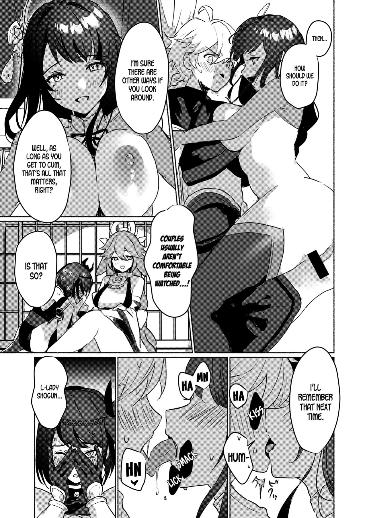[Yabatani Land (Homina Mia)] Inazuma Gosanke to Sex Shinai to Derarenai Hikyou - Inazuma Triumvirates and the F**k or Die Domain (Genshin Impact) [LunaticSeibah]