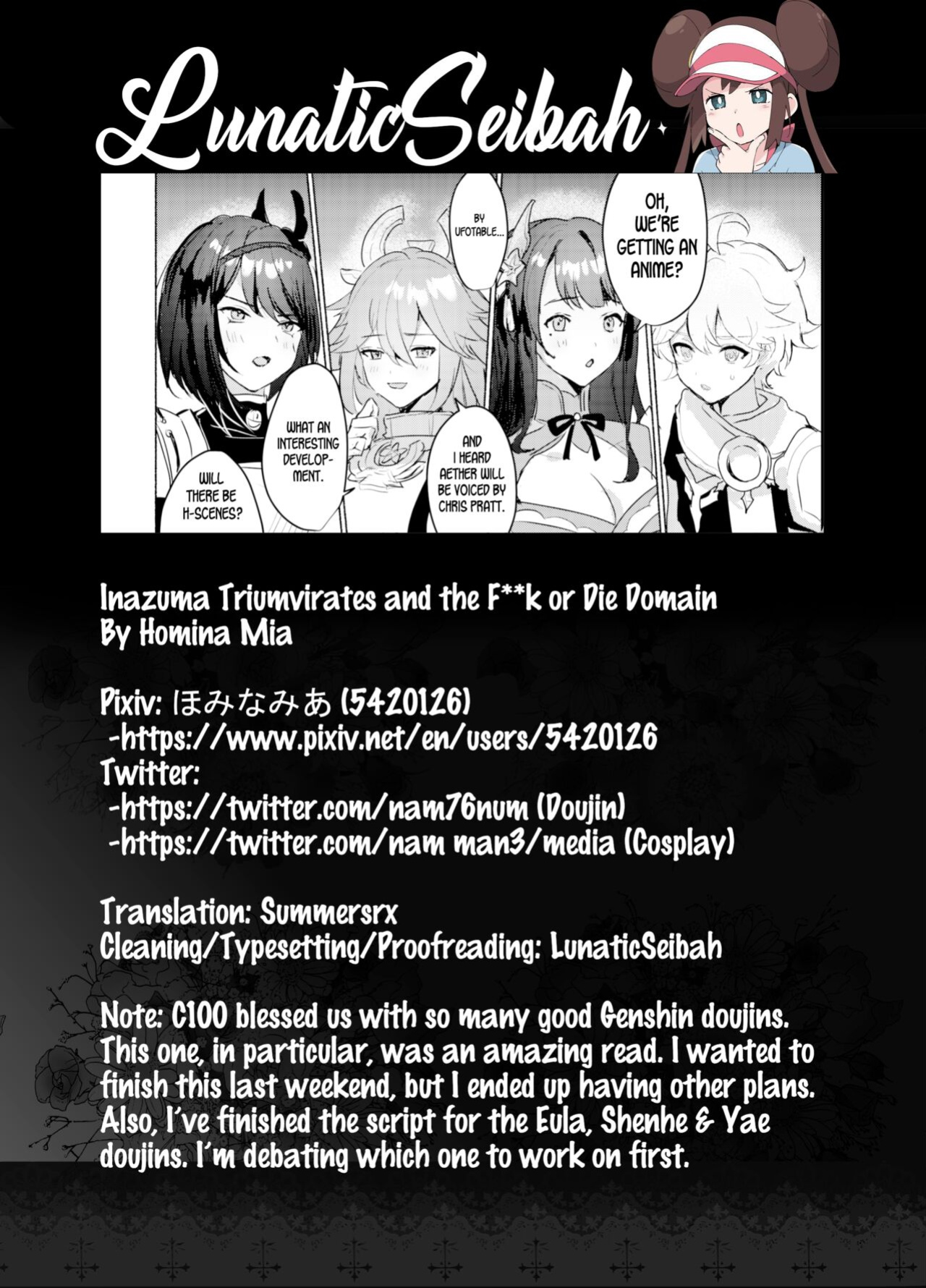 [Yabatani Land (Homina Mia)] Inazuma Gosanke to Sex Shinai to Derarenai Hikyou - Inazuma Triumvirates and the F**k or Die Domain (Genshin Impact) [LunaticSeibah]