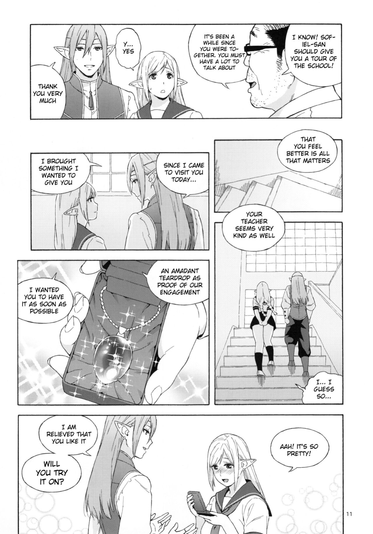 (C90) [666PROTECT (Jingrock)] Tenkousei JK Elf 2 -Kegasareta Konyaku no Akashi- {doujins.com+Hennojin}