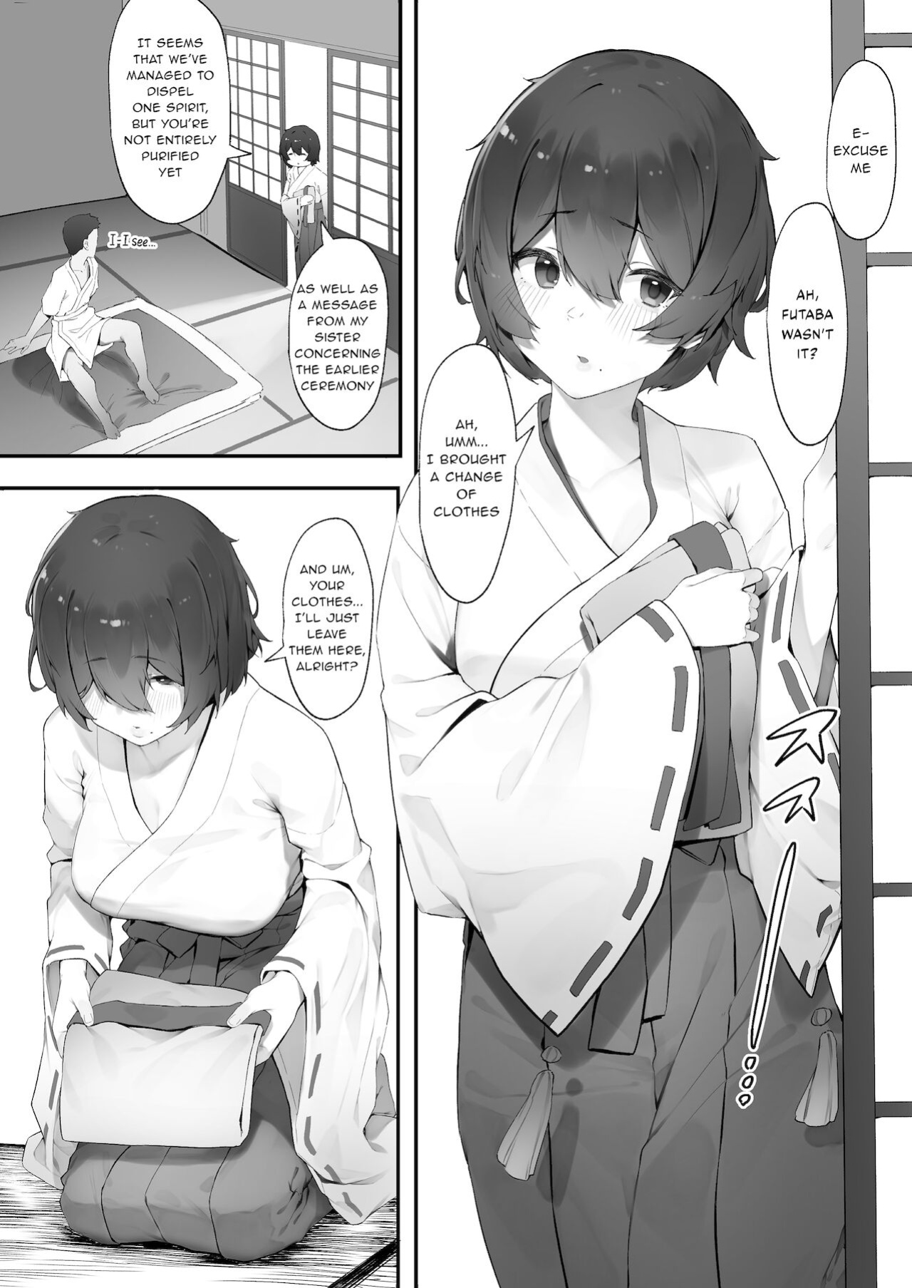 [Nigiri Usagi] Shinrei Spot ni Ittara Yabbai no ga Tsuita node Nekosogi Suidashite Morau Zoku [Chuuhen] | Uprooting evil spirits at a shrine / Part2