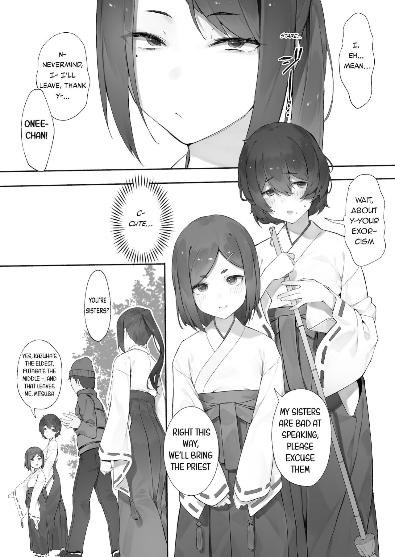 [Nigiri Usagi] Shinrei Spot ni Ittara Yabbai no ga Tsuita node Nekosogi Suidashite Morau [Zenpen] | Uprooting evil spirits at a shrine / Part1