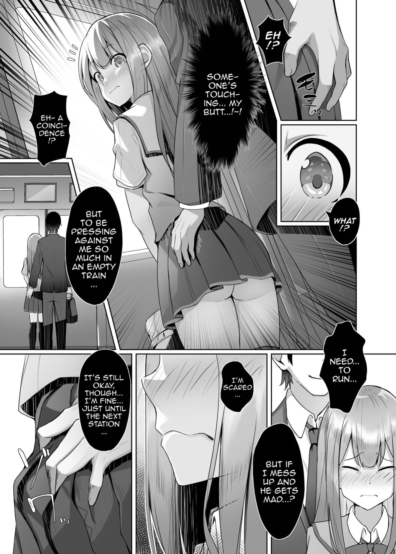 [Koubai Nadeshiko (Akausu Ko)] Gaman to Gaman no Chikan Densha | A Molester Who Can't Hold Back On The Train