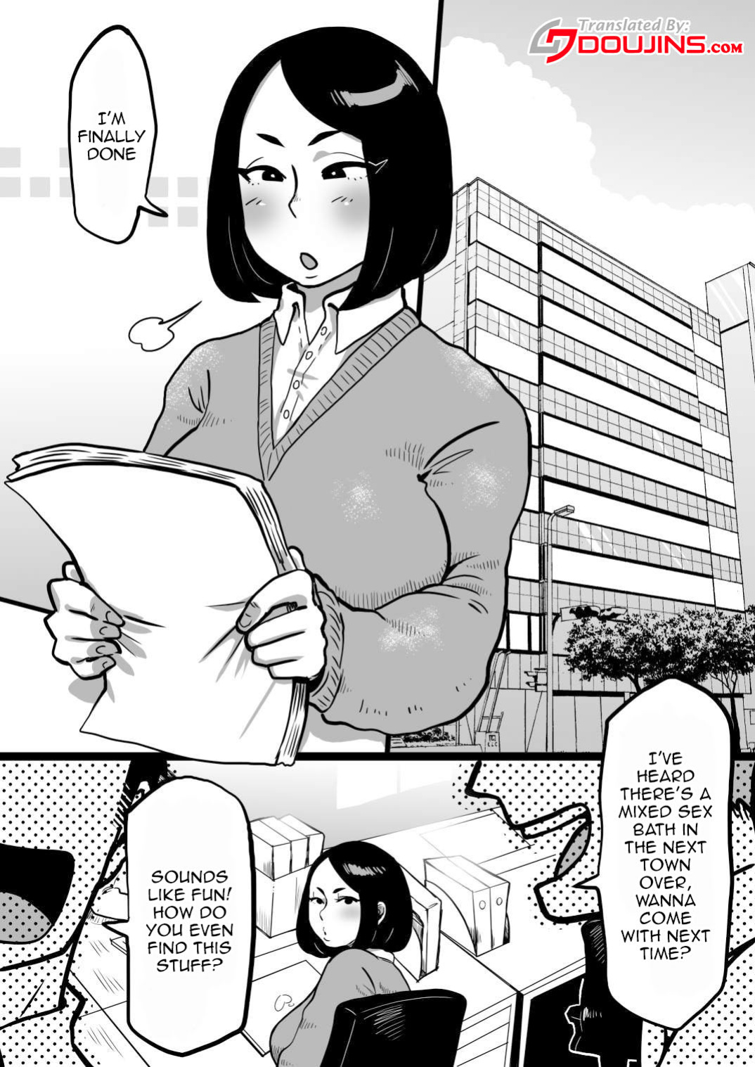 [Yawarakasou 501-goushitsu (TC)] Jimi OL-san kon'yoku e iku!! | Welcome To Mixed Bathing With a Modest Office Lady!!