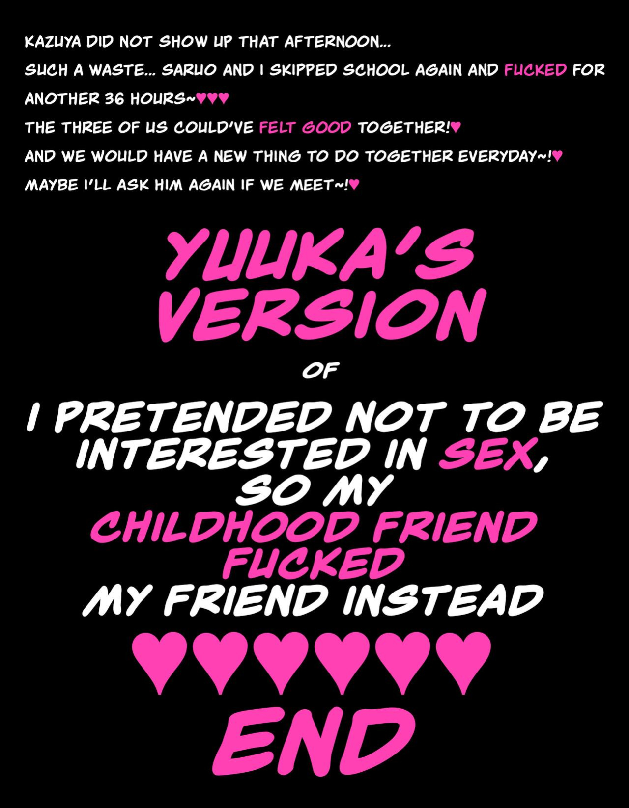 [Hamusuta-nonikomi (Motsuaki)] YUUKA'S VERSION of Because my childhood friend is not interested in sex, I fucked his friend instead [Rewrite]