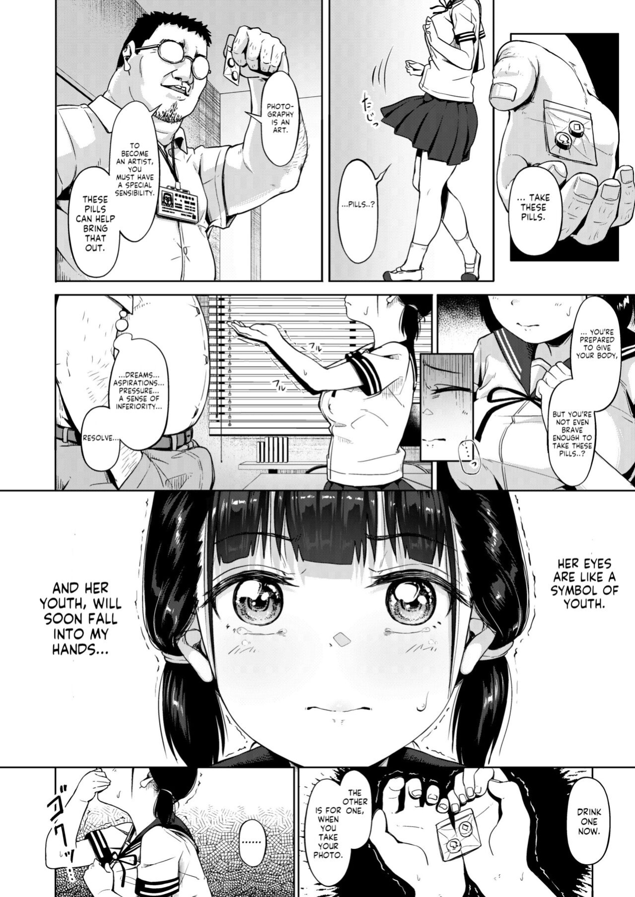 [Circle Mizusane (Mizusane)] Joshi Shashin-bu to Oji-san Shidouin ~Kuimono ni Sareta Akogare~ [Komori Translations]