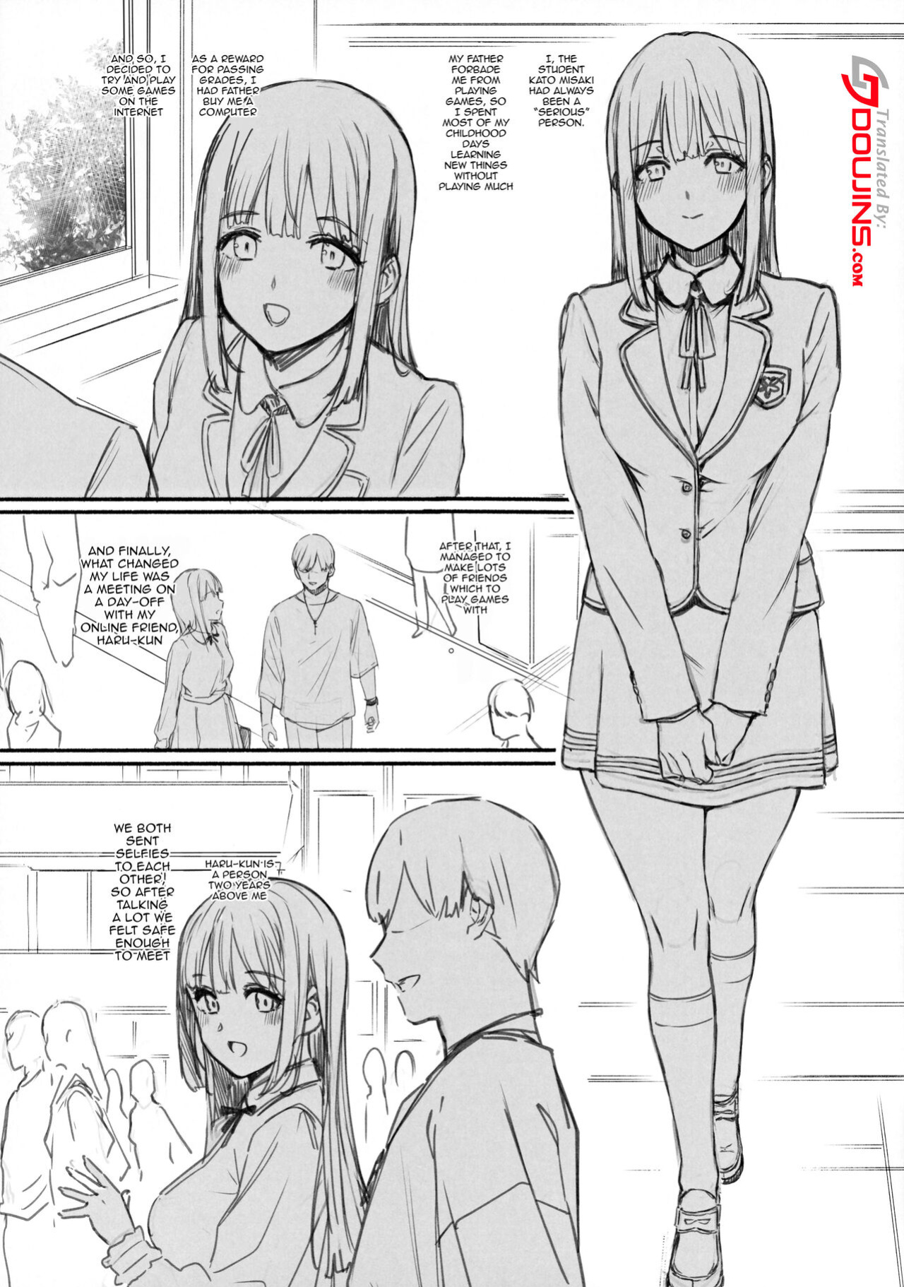 (C100) [Basutei Shower (Katsurai Yoshiaki)] Net de Shiriatta Osu no Pet Katou Misaki 01 | Becoming The Pet of a Man She Met Online