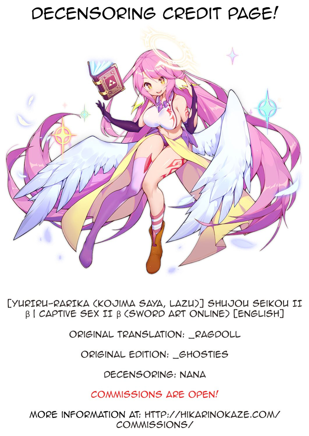[YURIRU-RARIKA (Kojima Saya, Lazu)] Shujou Seikou II β | Captive Sex II β (Sword Art Online) [decensored] [Ragdoll] [Nakitah] [Colorized]