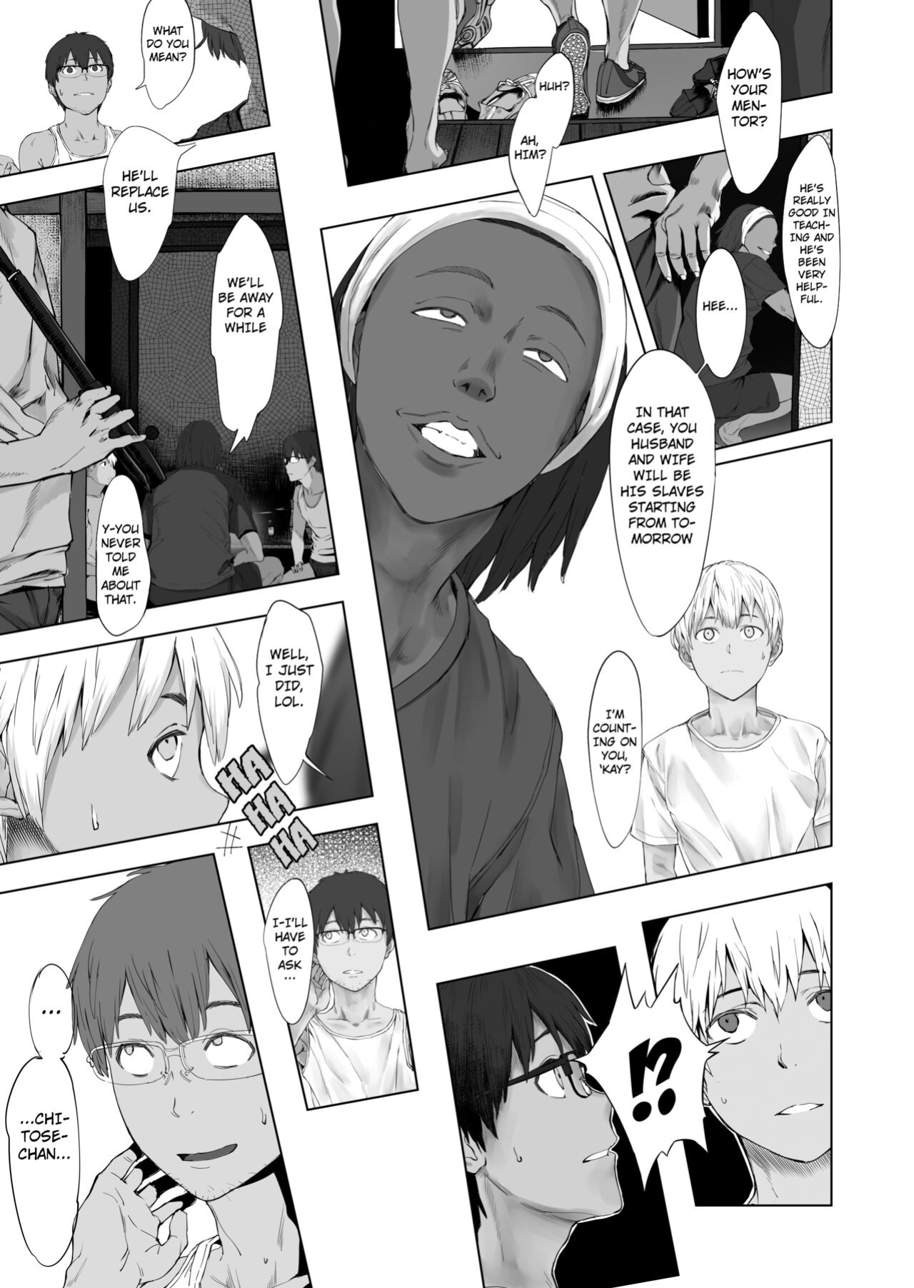 [oilan (Yamada Tarou)] Fuufu to Yavai Yatsura to Gakusei to | A Married Couple, Ruffians, and a Student [Kuraudo]