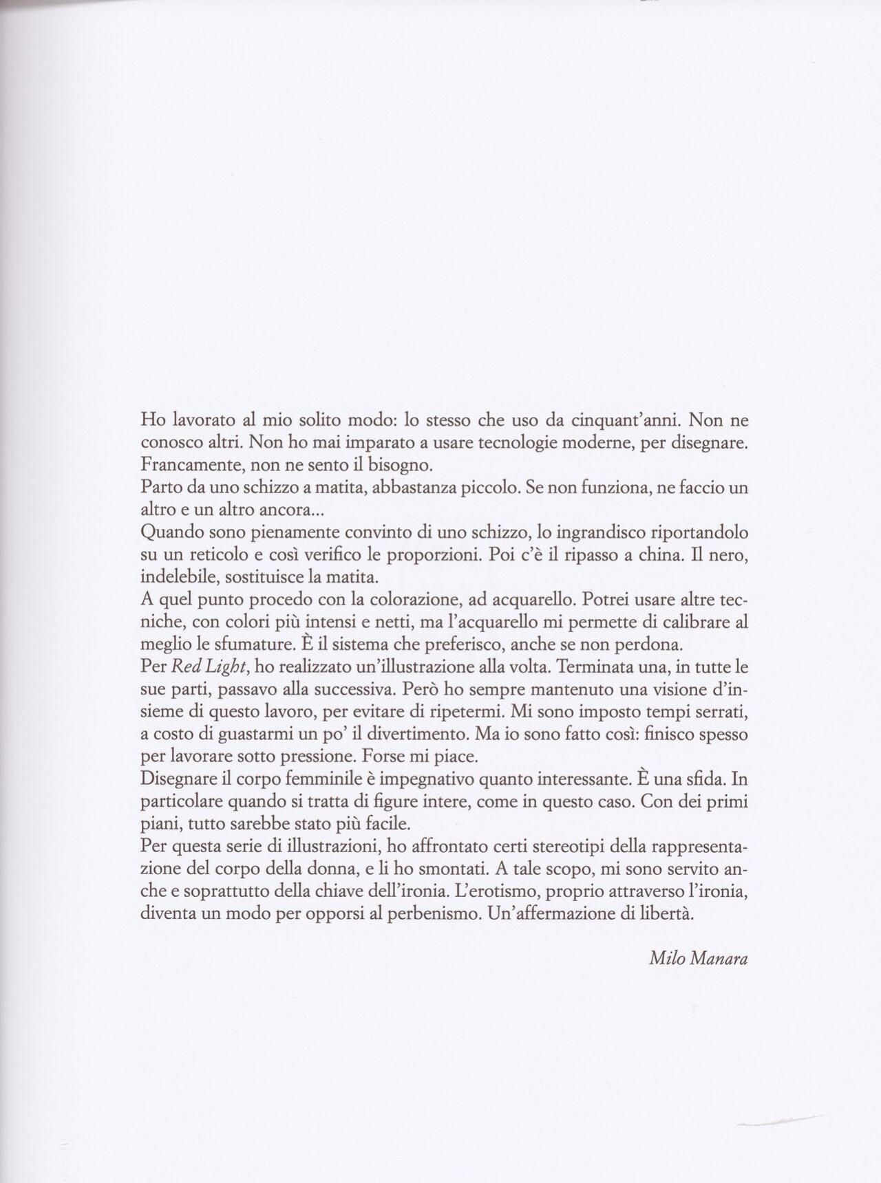 [Milo Manara] Red Light Art Book [Italian]