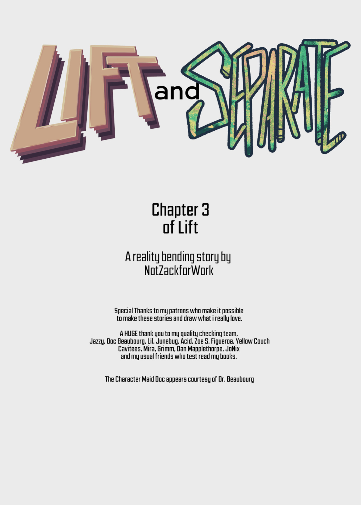 [Notzackforwork] Lift & Separate (Chapter 3) (Official post)