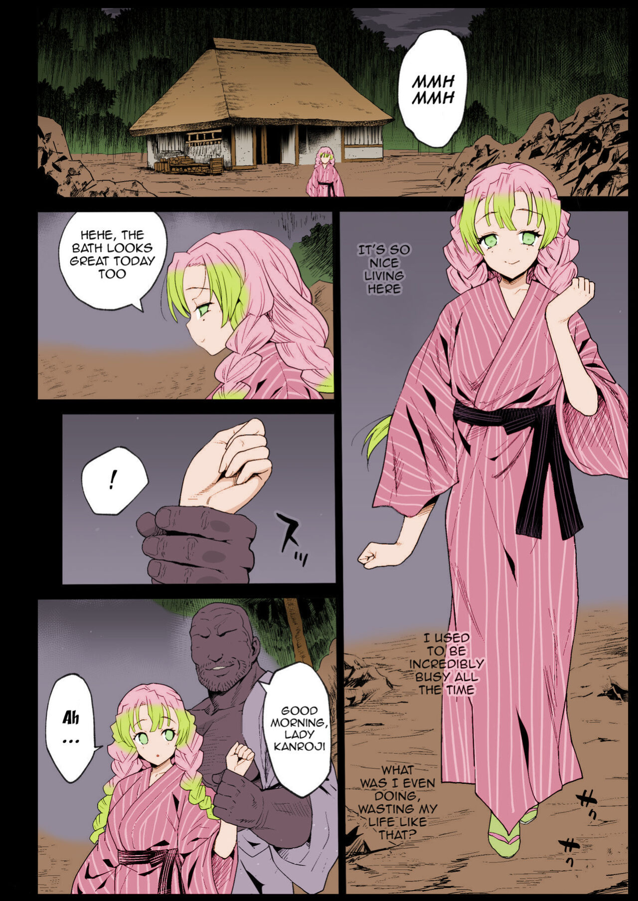 [Eromazun (Ma-kurou)] Saimin Onsen Kanroji Mitsuri Ninshin Chuu | Hot Spring Hypnotic Kanroji Mitsuri Pregnancy (Kimetsu no Yaiba) [Colorized Miss One Life]