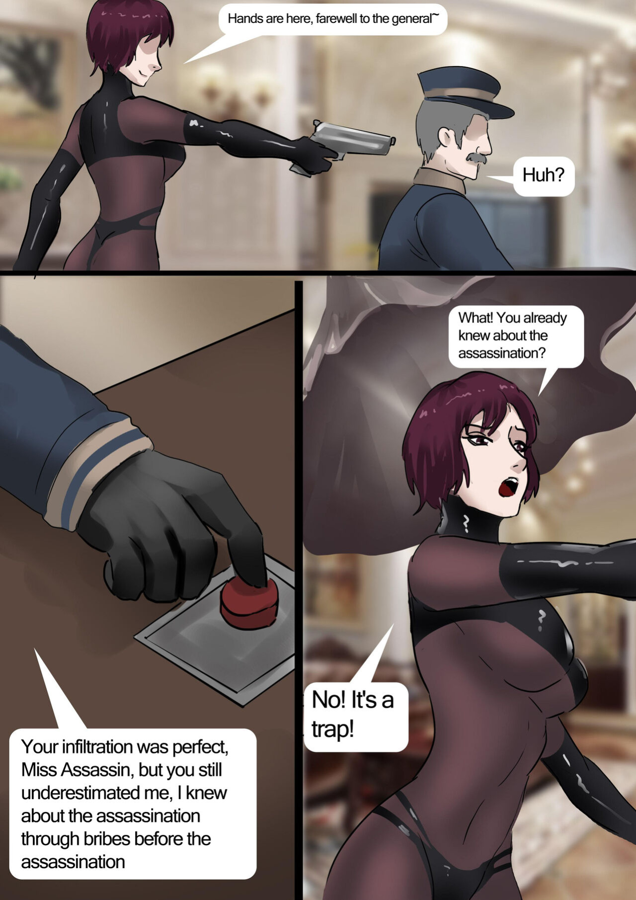 [King] Female_Assassin_in_Stockings_Restrains_Trap_to_Escape