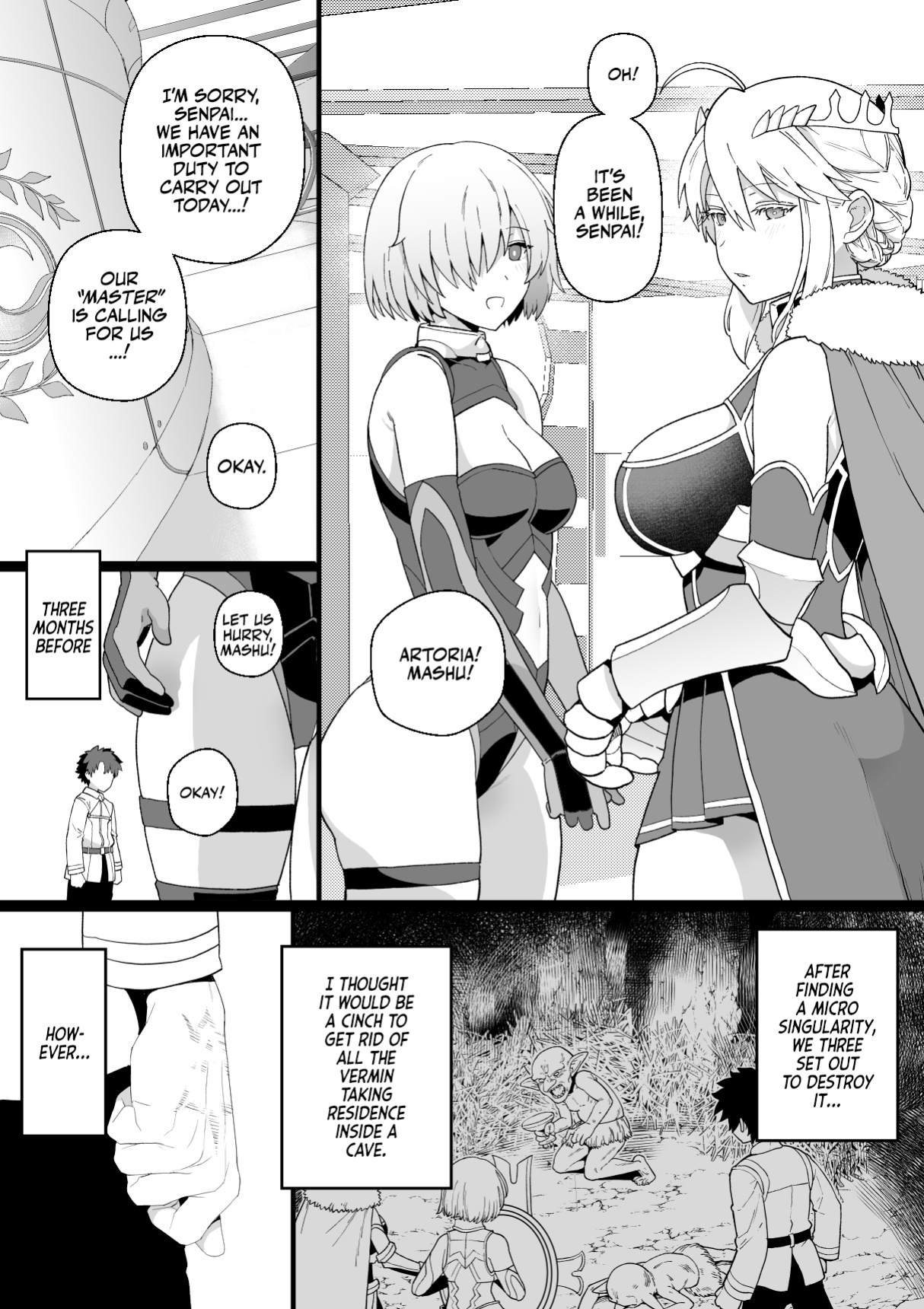 [Mo] Artoria to Mash, Goblin Kan Manga (Fate/Grand Order) | Artoria and Mashu Violated by a Goblin! [Team Rabu2]