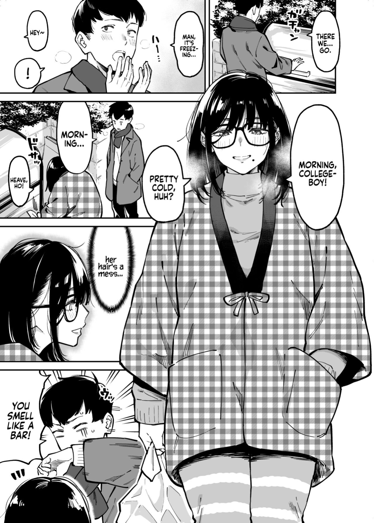 [Uchuusen Shoujigou (Shouji Nigou)] Otonari no Darashina Onee-san ni Nagusamerareru Hanashi | Comforted by the Sloppy Girl Next Door [Coffedrug]