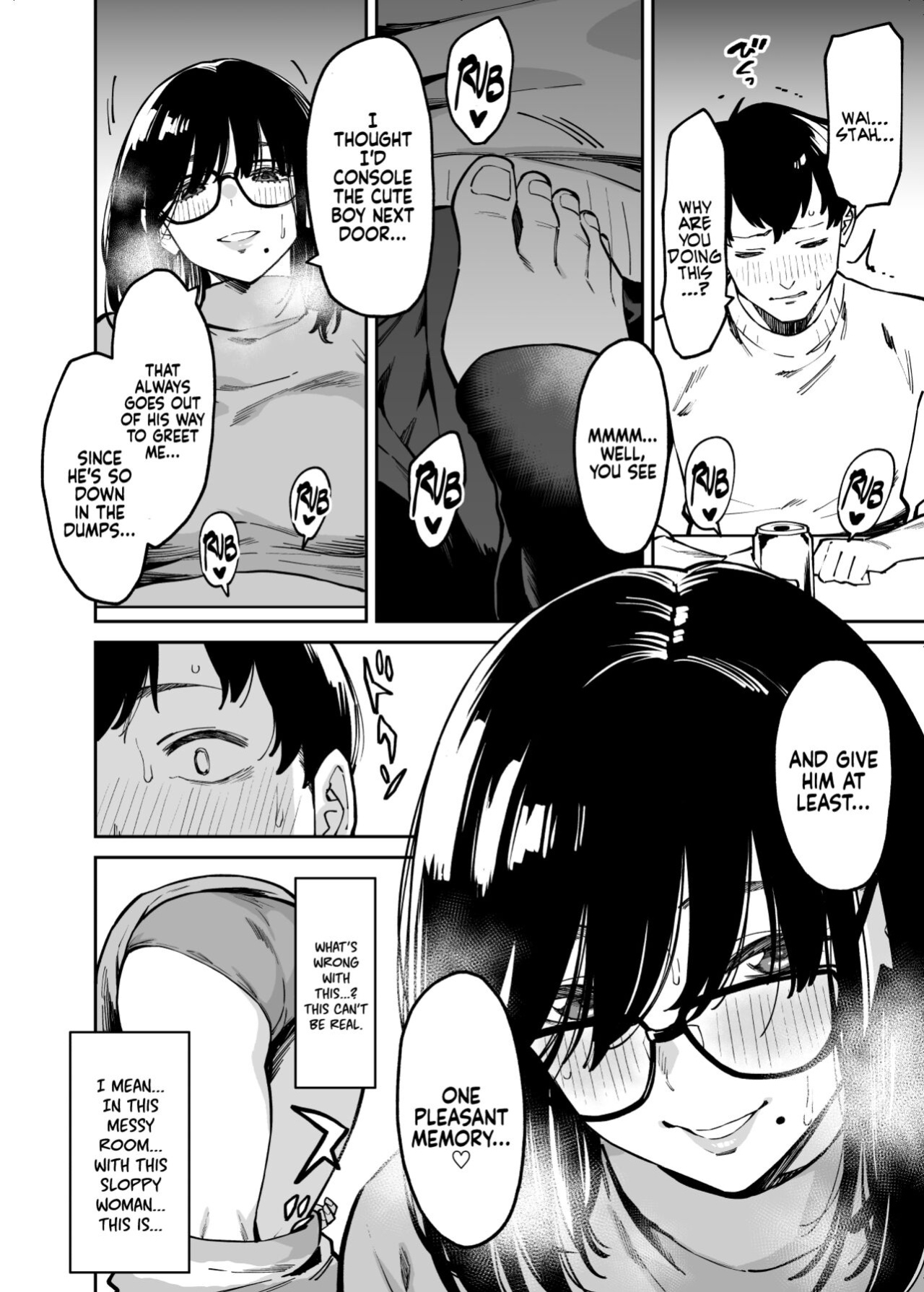 [Uchuusen Shoujigou (Shouji Nigou)] Otonari no Darashina Onee-san ni Nagusamerareru Hanashi | Comforted by the Sloppy Girl Next Door [Coffedrug]