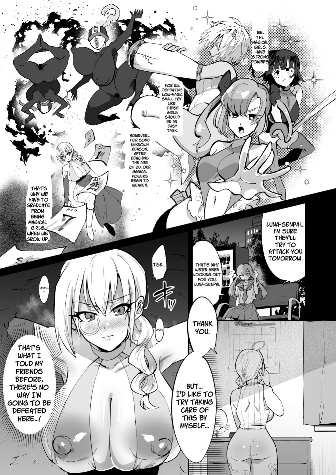 [Muchuu Yakou (Kuromori Yaga)] Mahou Shoujo vs Futanari Sentouin Shimai | Magic Girl vs. Futanari Combatant Sisters [racoonball]