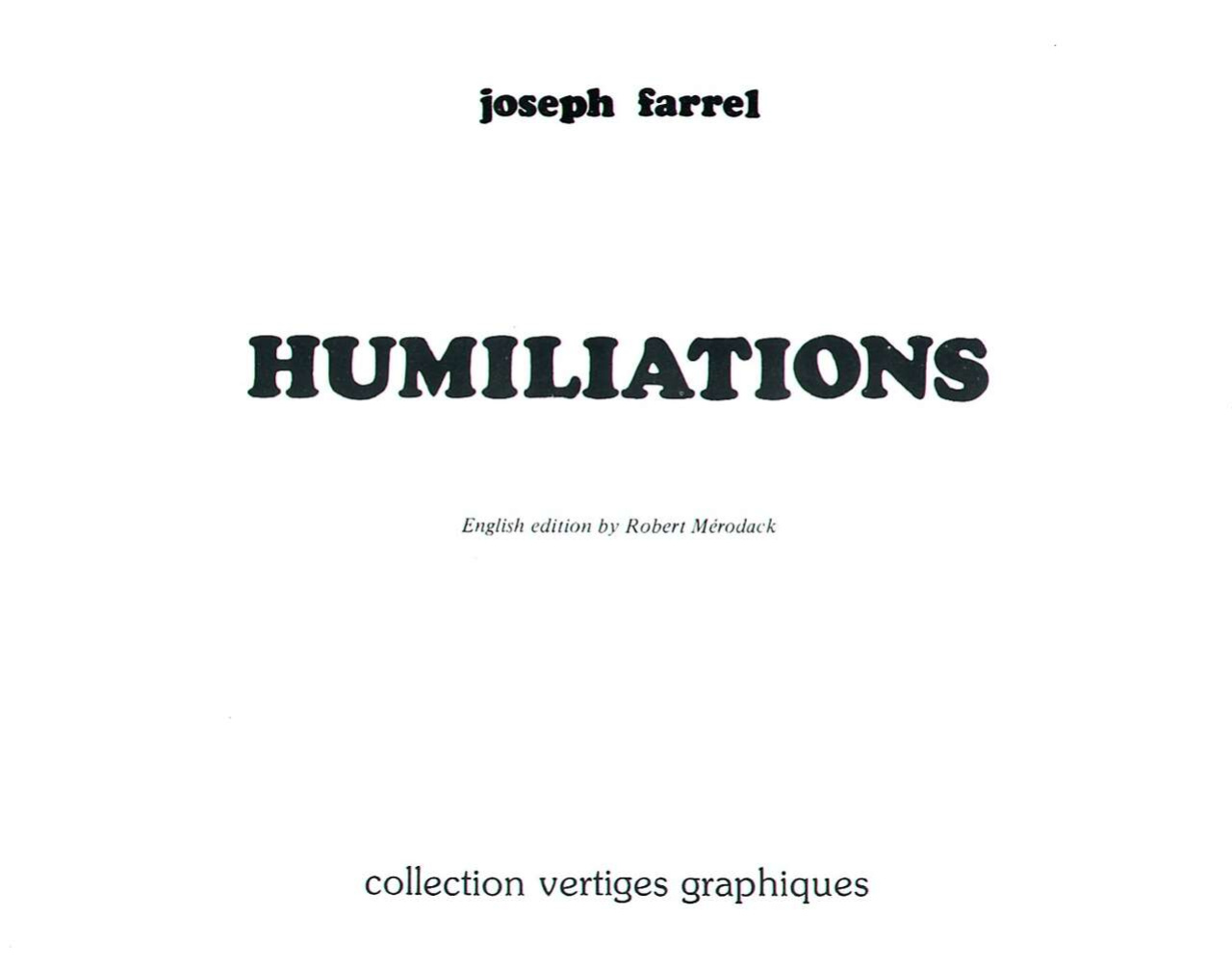 [Joseph Farrel] Humiliations [French]