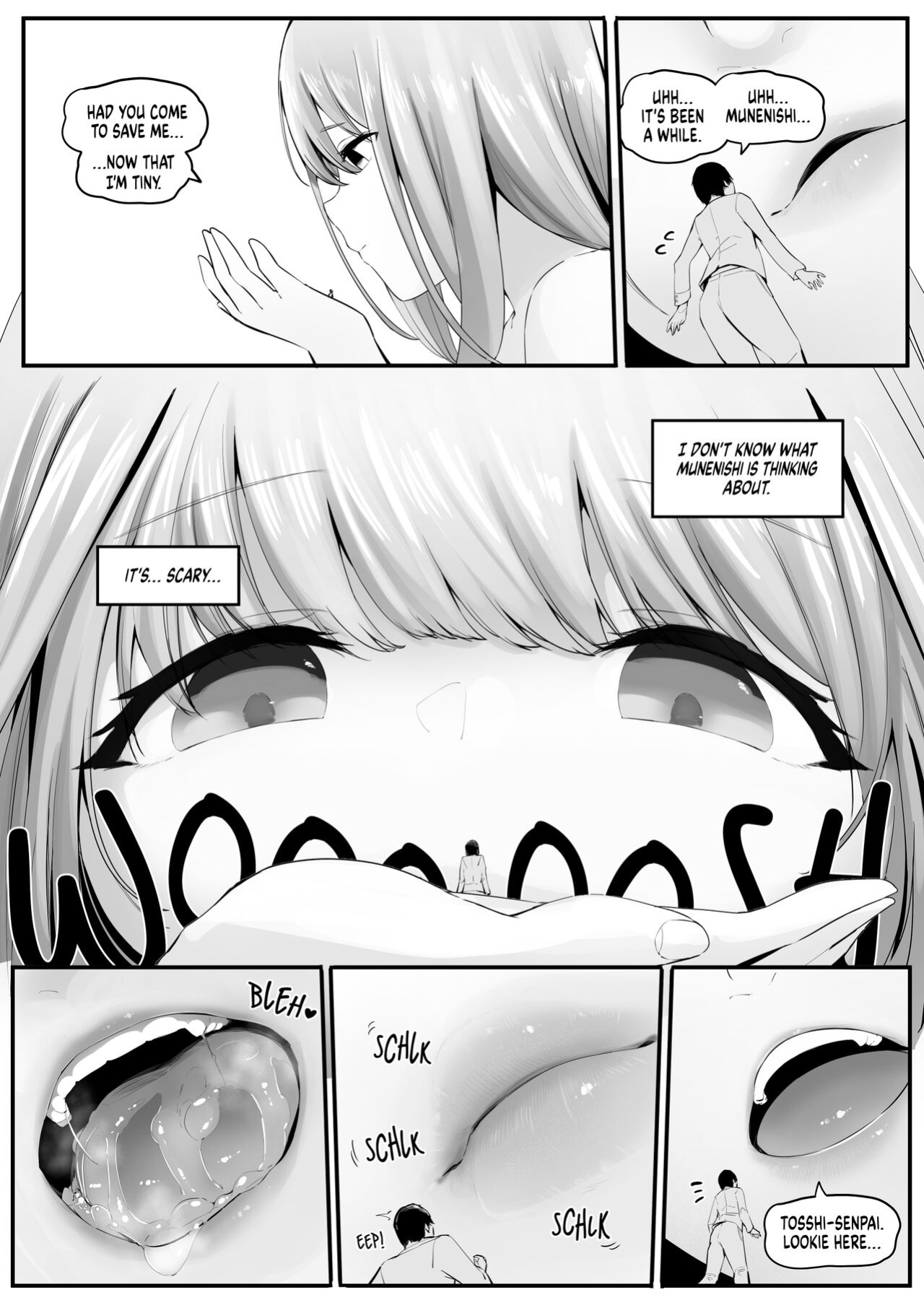 [Marushamo] Kouhai no Ooki Oppai ni Shimawareru | Between big boobs