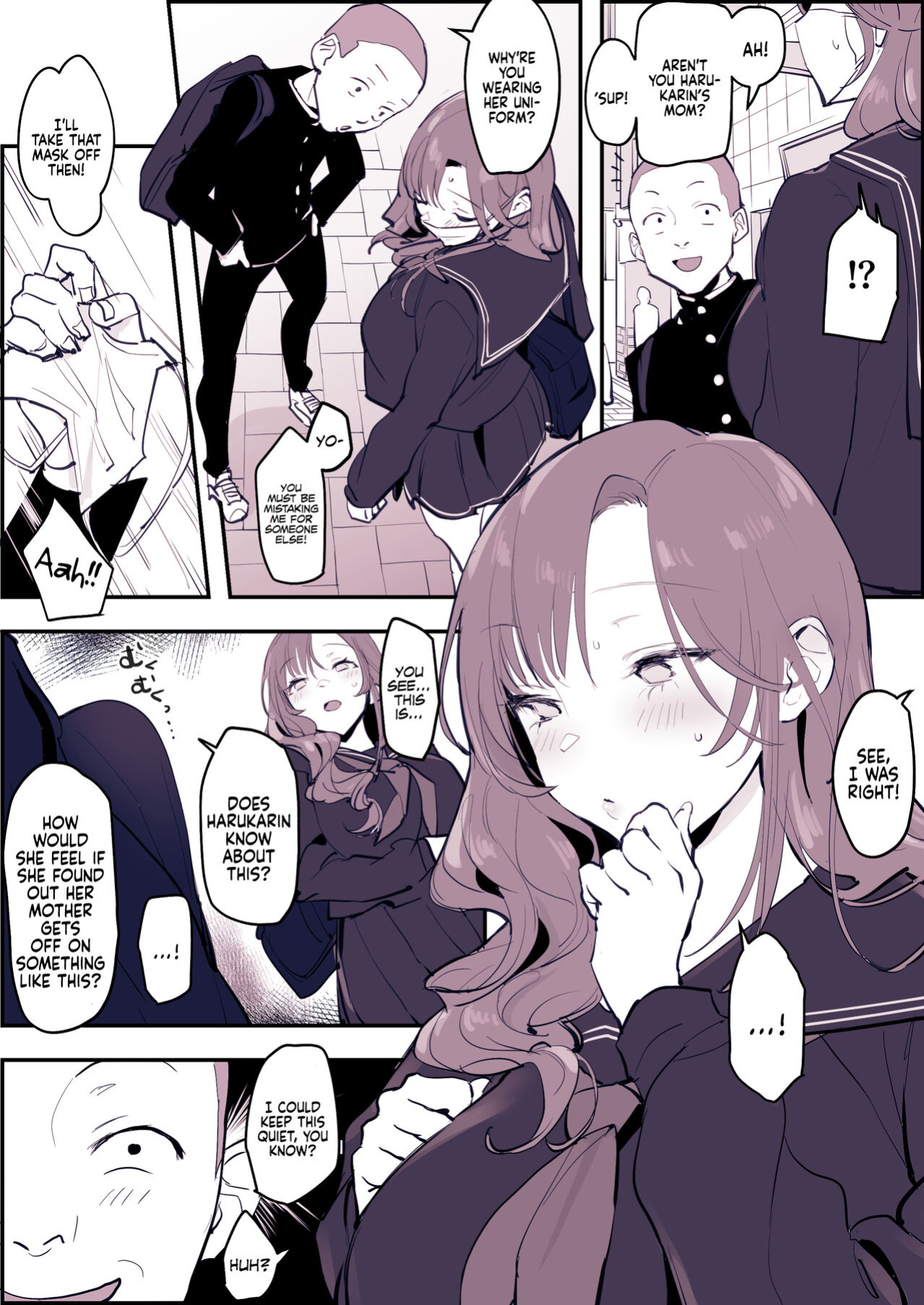 [Poriuretan] Musume no Seifuku de Sotodashi, Doukyuusei ni Mitsukaru Hitozuma | A Wife Who Wore Her Daughter's Uniform Out Was Found by Her Daughter's Classmate [Coffedrug]