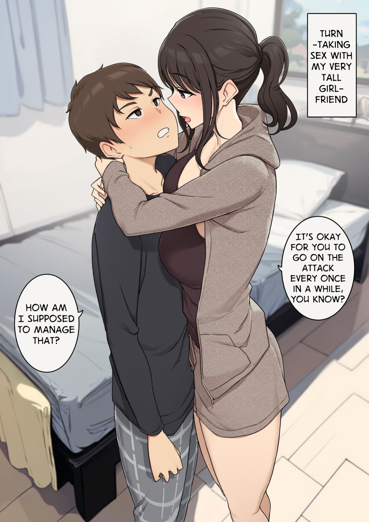[Wakamatsu] Koushinchou de MeguTai na Kanojo to Turn-sei no Sex Suru Ohanashi | Turn-Taking Sex With My Very Tall Girlfriend