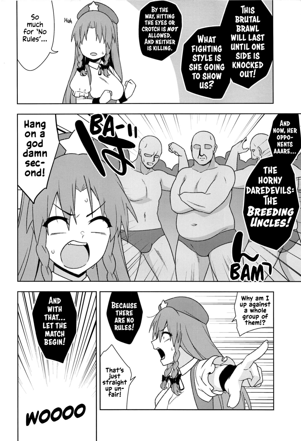 (Kouroumu 18) [Zenoside (Zeno)] Meiling VS Nazo no Tanetsuke Oji-san Gundan | Meiling VS The Mysterious Breeding Uncles (Touhou Project) [Solas]