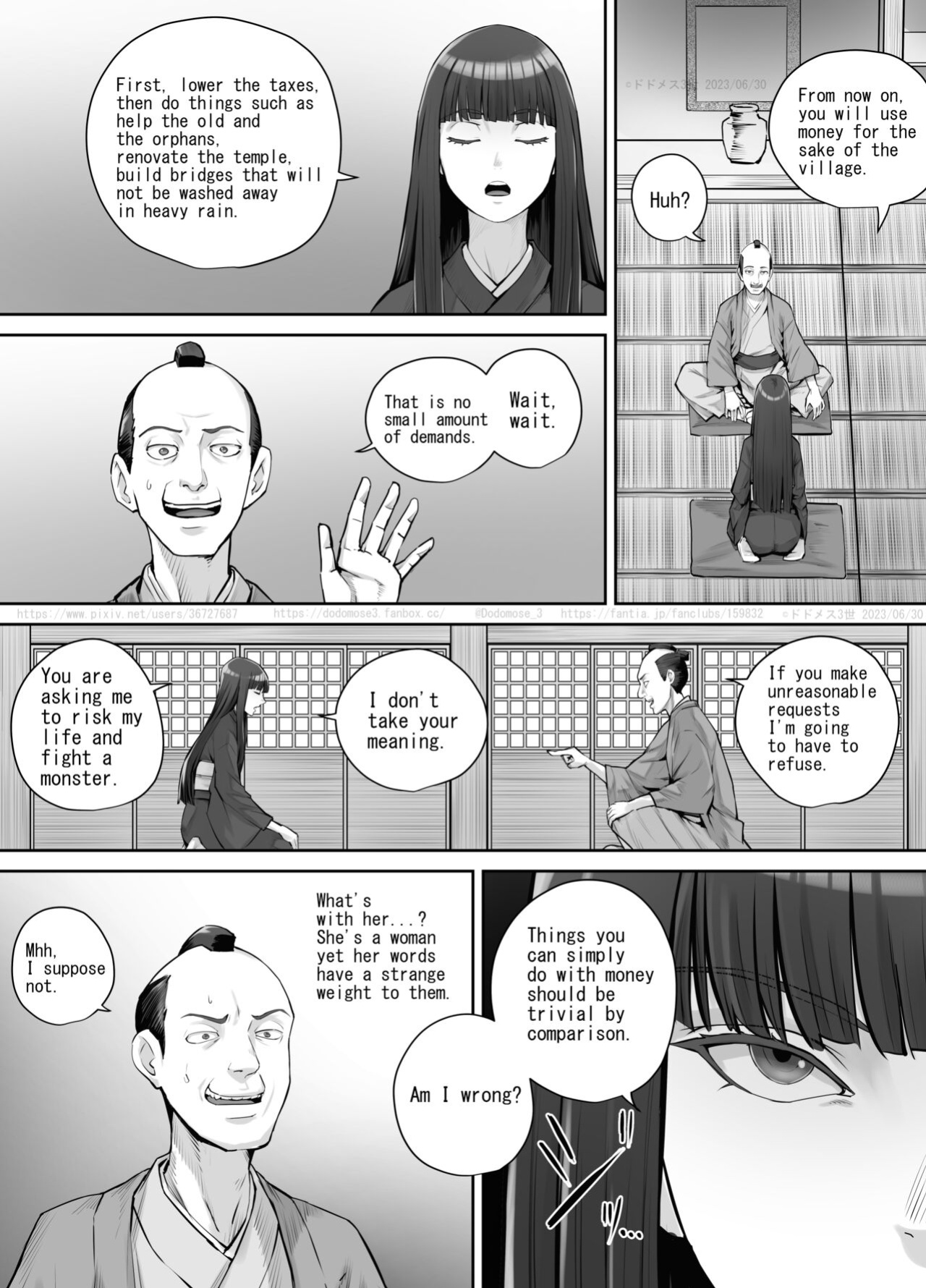 [DODOMESU3SEI] 前髪ぱっつん黒髪ロングの女の子が妖怪を退治するお話 （English Version）