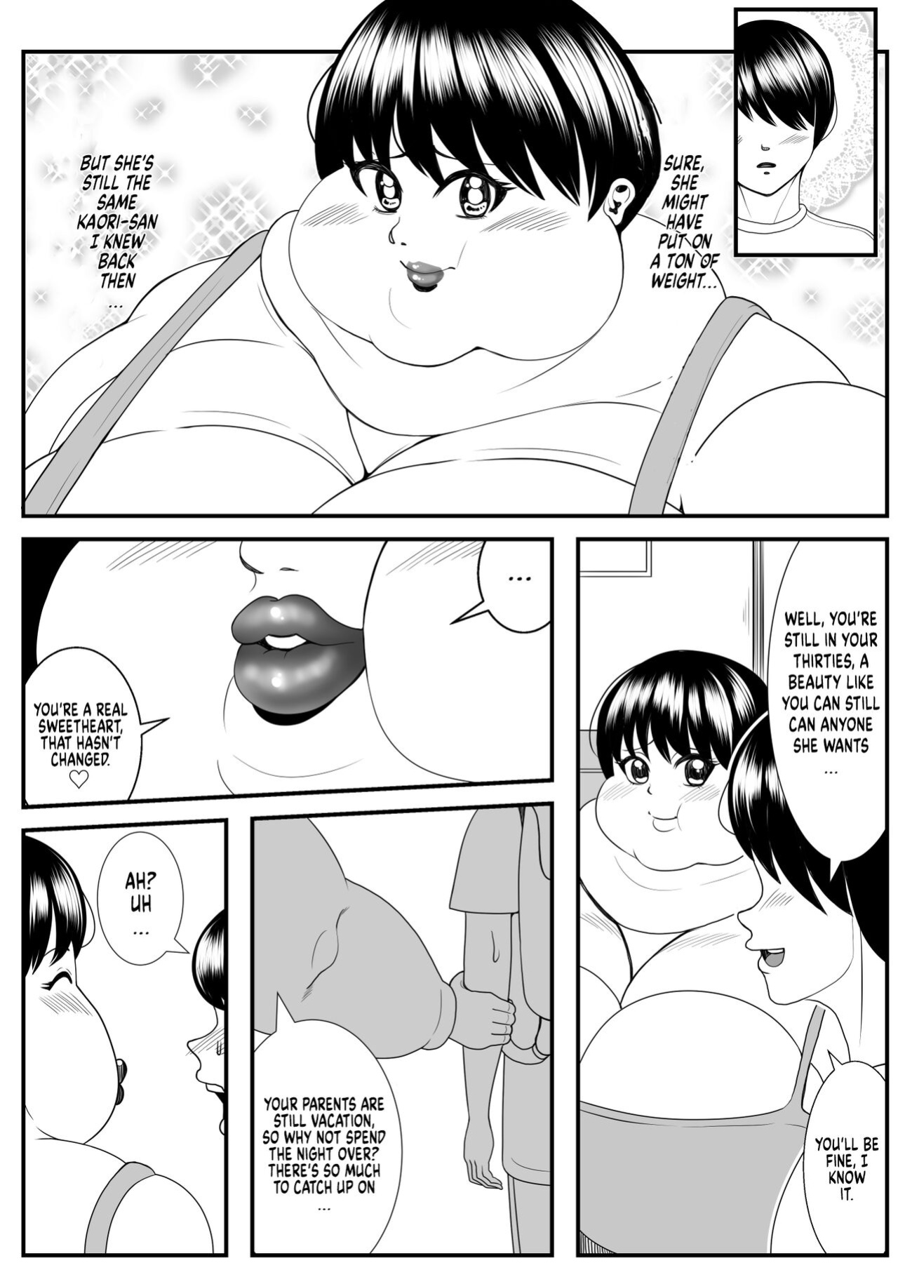 [Nekorondoru (Tokei)] My old babysitter, who I haven’t seen in ten years, has gained weight and became monstrous | Zutto Akogarete Ita Otonari no Onee-san ni 10-nenburi ni Atte Mitara Kusodebu Monster to Kashite