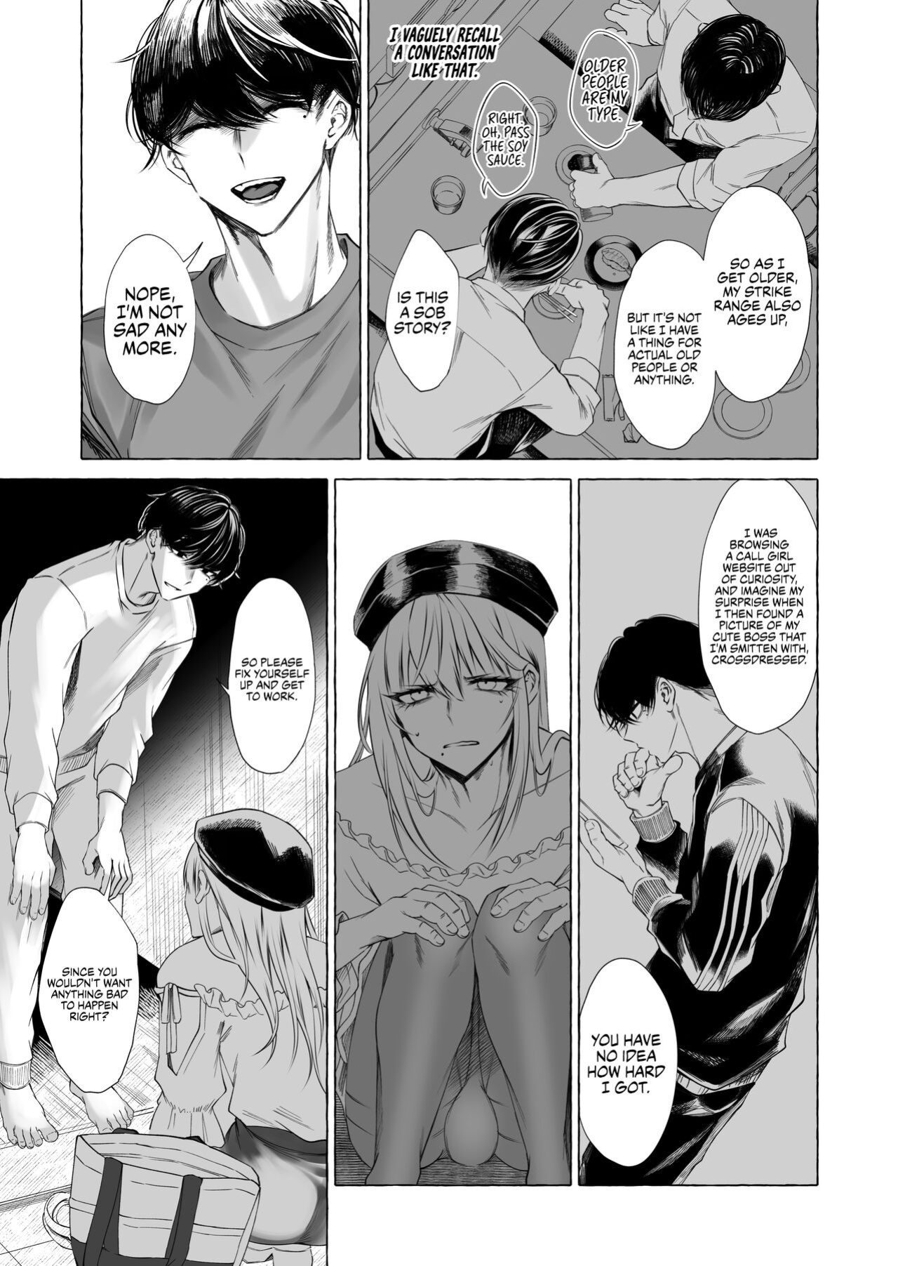 [Kaochuu Kingdom (Sisei)] Josou DeliHeal Yondara, Kaisha no Joushi ga Kita. | My Boss is a Cross-dressing Call Girl. [Danke fürs Lesen]