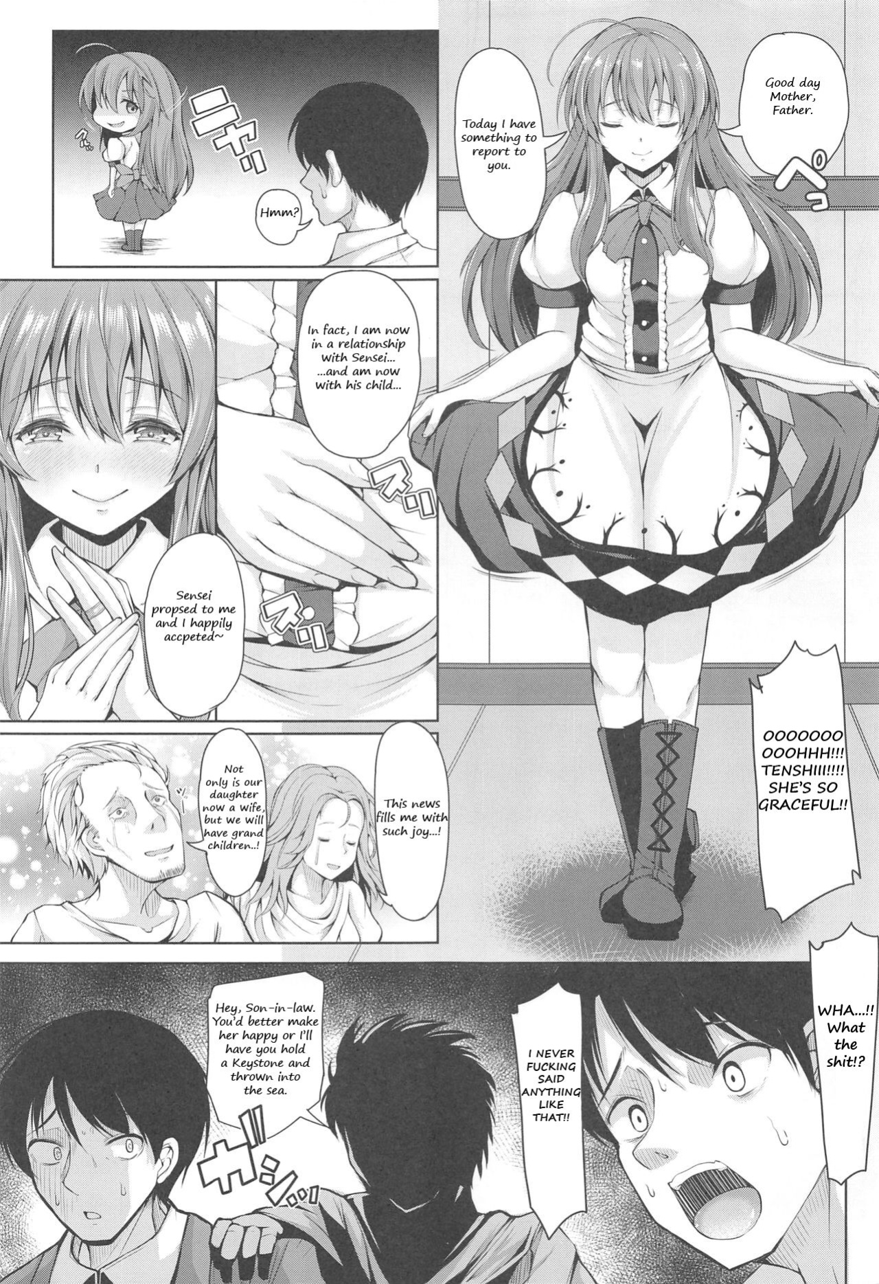 (C96) [Rocket Chousashitsu (Koza)] Iiko ni Shite yo ne Tenshi-chan | Be a good girl Tenshi-chan~! (Touhou Project)