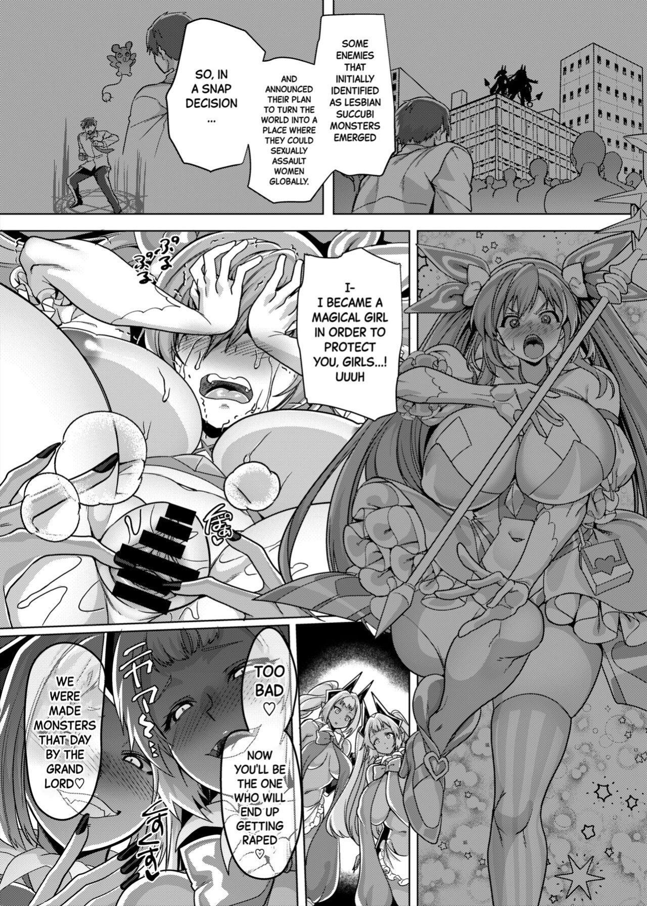 [Hawk Bit (Kouji)] Ani (Mahou Shoujo) vs Imouto (Les Succubus Kaijin) | Older Brother (Magical Girl) vs Little Sisters (Lesbian Succubi Monsters) [Black Grimoires]
