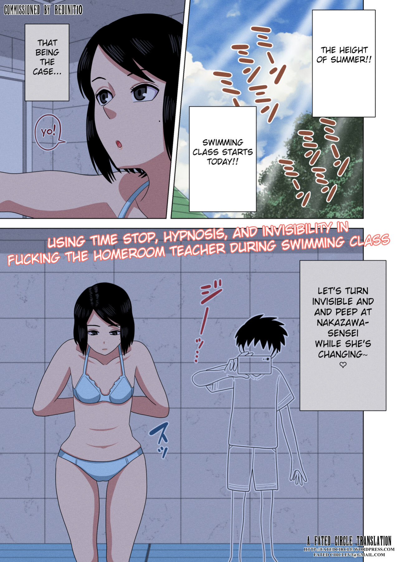 [Gin Eiji] Jikan Teishi to Saimin to Toumei Ningen de Mizugi no Tannin no Sensei wo Pool no Jugyo Chu ni Okashi Makuru [FC]