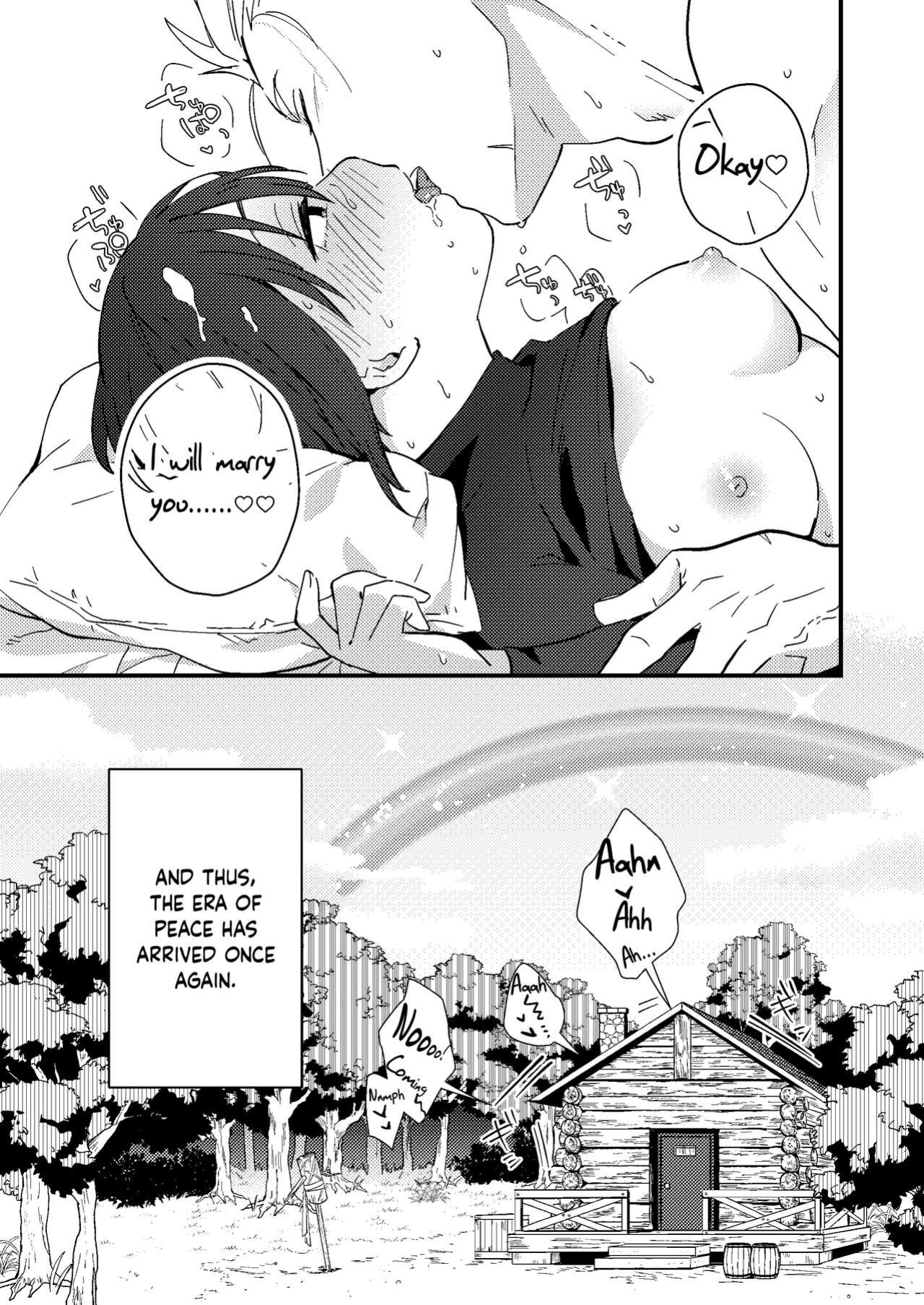 [Tsunameguri (Natsuo Tsunao)] Sekai ga Heiwa ni Natta node Yuusha (Jitsu wa ♀) ni Kyuukon Shita Kekka | Marriage Proposal to the Hero (Actually ♀) When the World Is at Peace [Keeez]