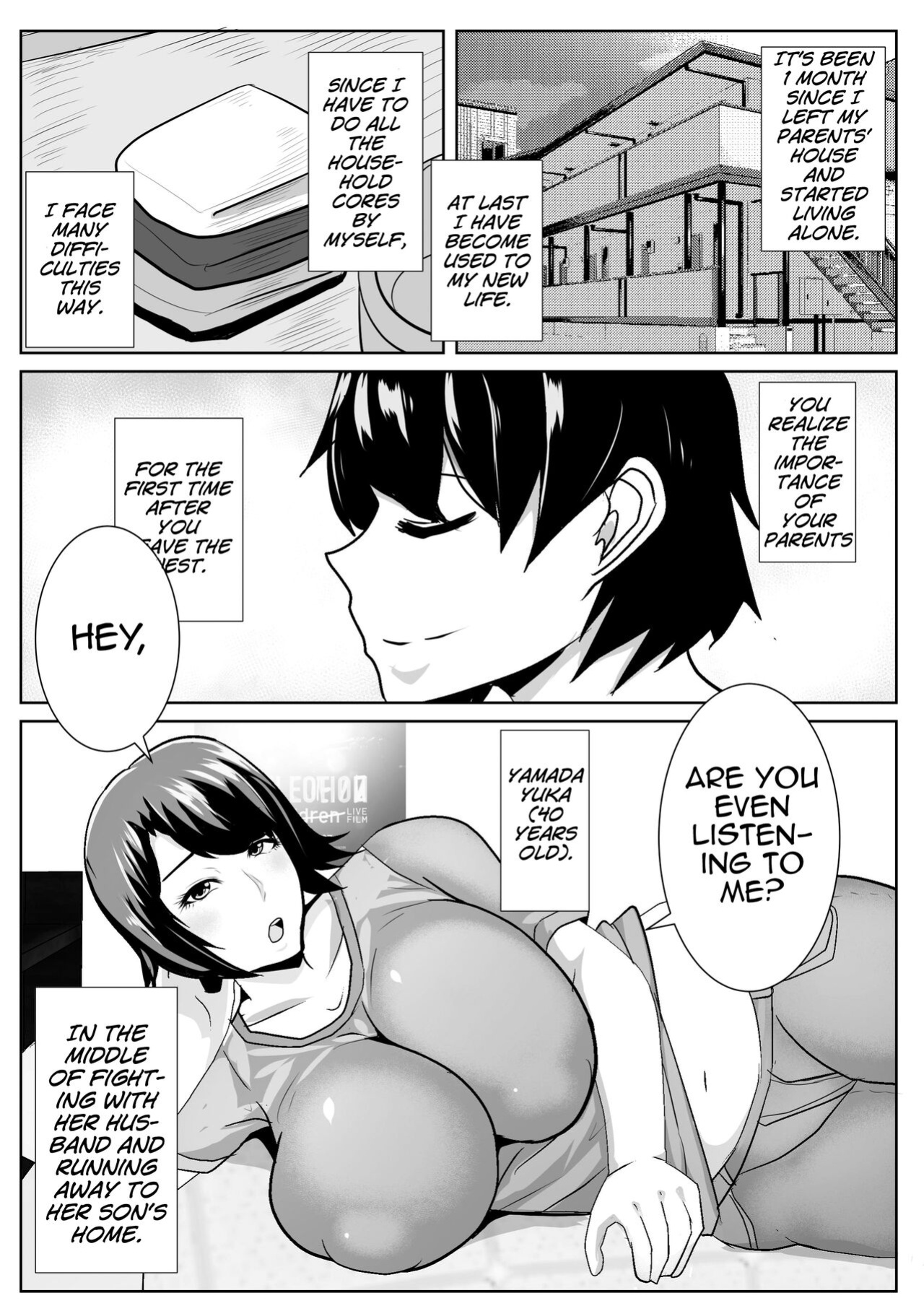 [Akikan (ox Akikan ox)] Iede Shite Kita Kaa-san ga Erosugiru | My Runaway Mom is Way Too Erotic [MrBubbles]