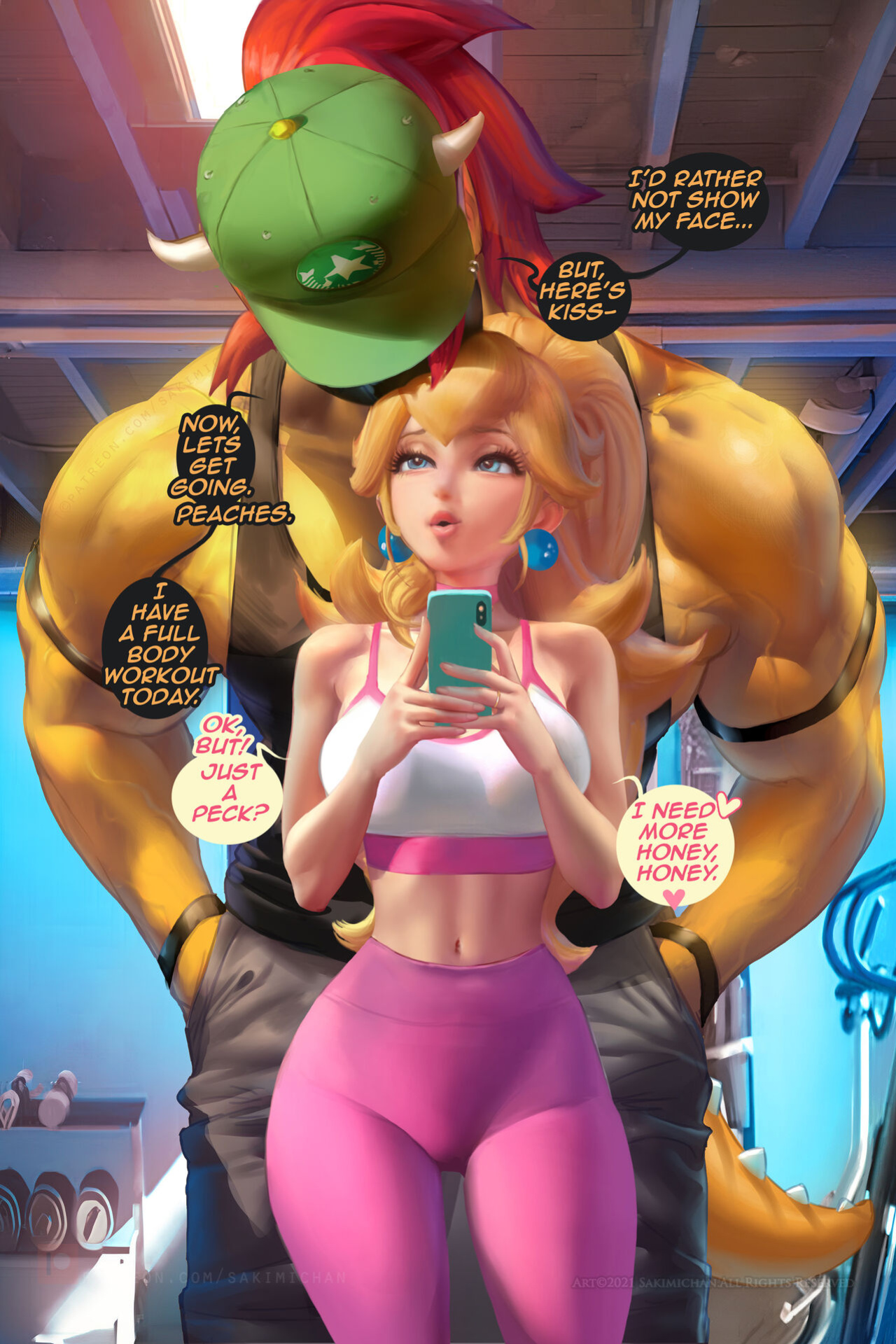 [Sakimichan] Princess Peach Gym Days (No Futa)